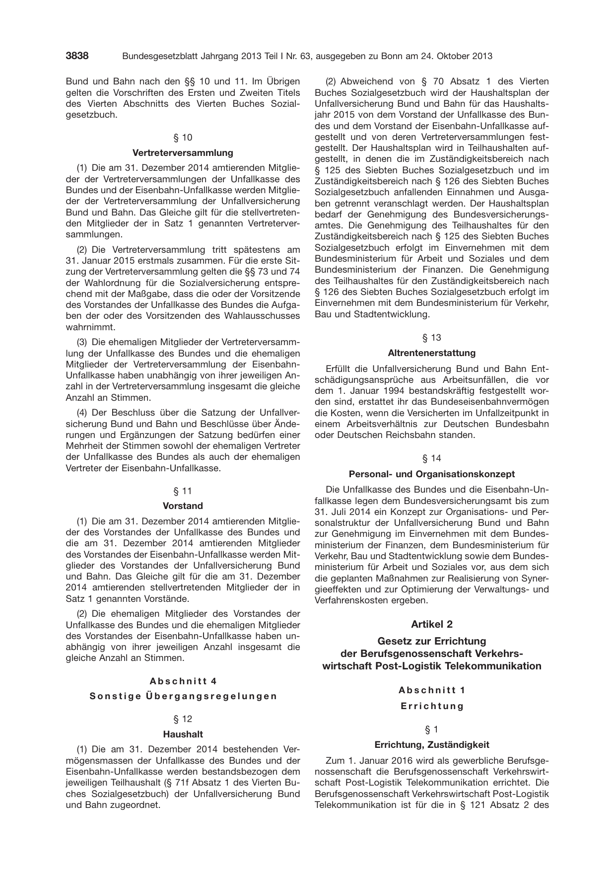 BGBl. 2013, Seite 3838 — Originalseite als Abbildung