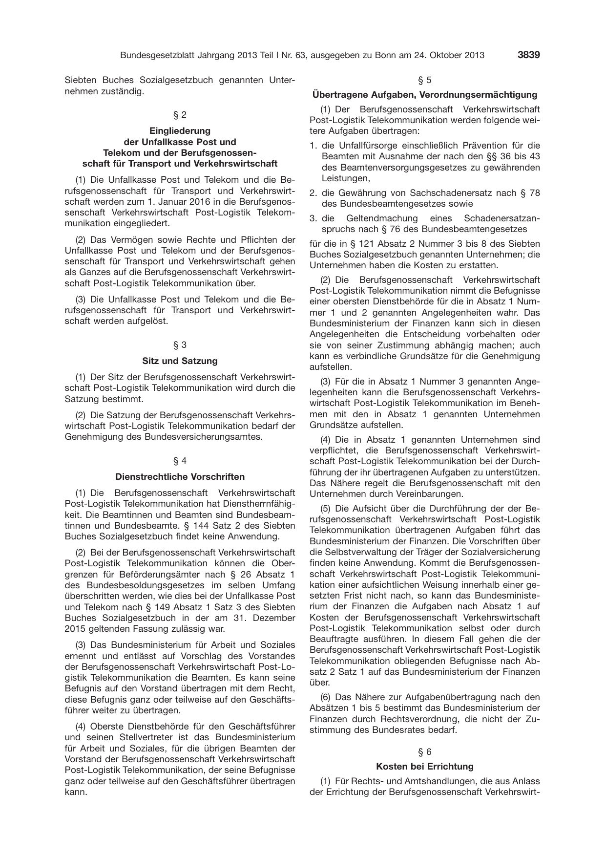 BGBl. 2013, Seite 3839 — Originalseite als Abbildung