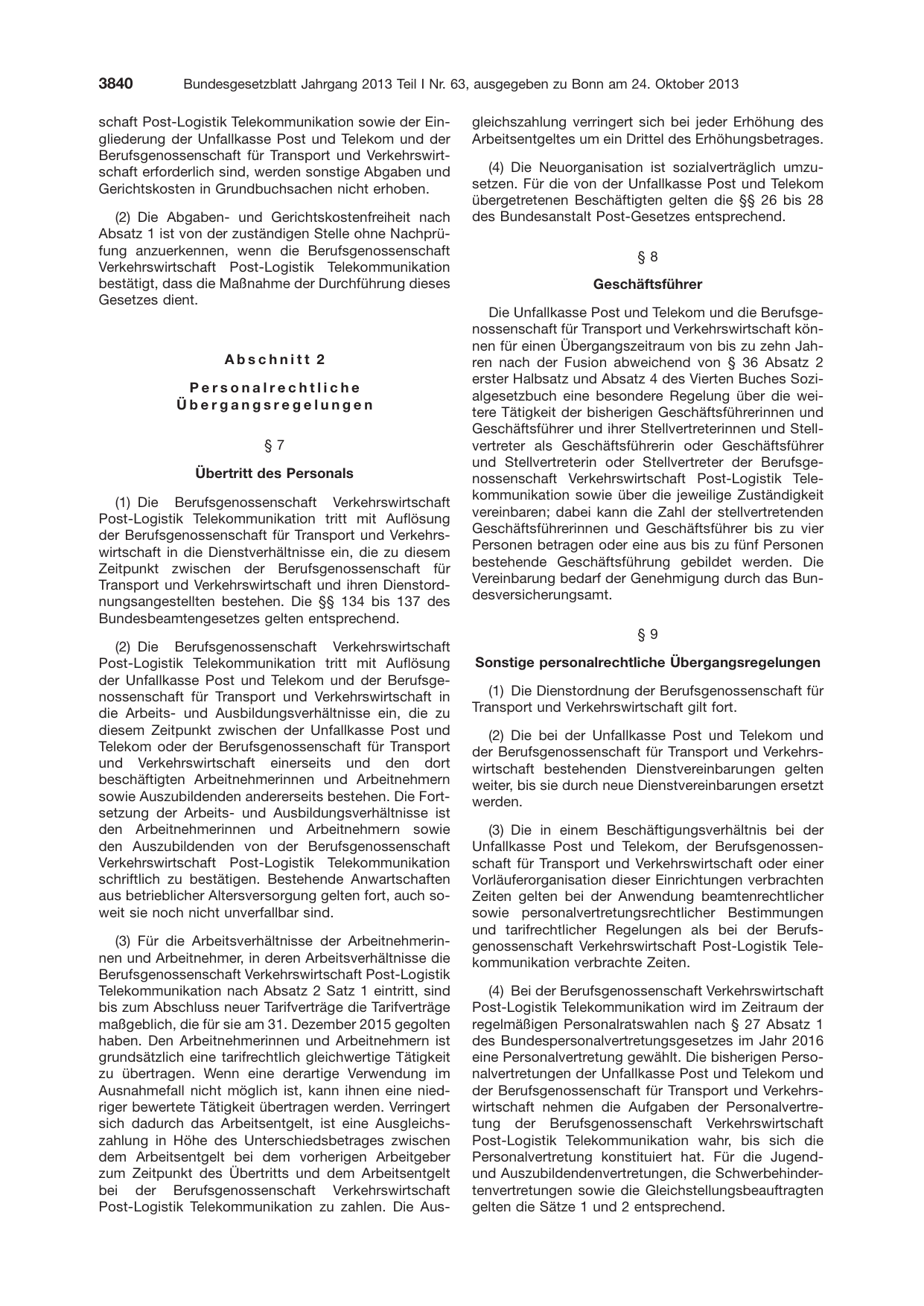 BGBl. 2013, Seite 3840 — Originalseite als Abbildung