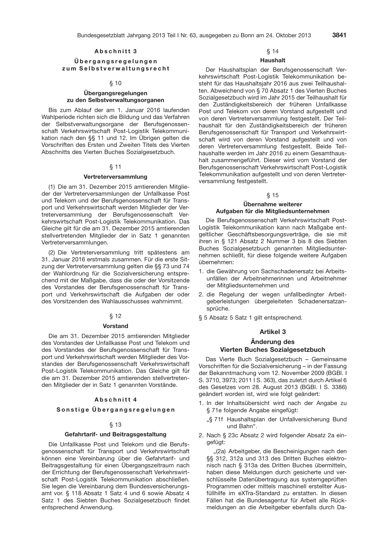 BGBl. 2013, Seite 3841 — Originalseite als Abbildung