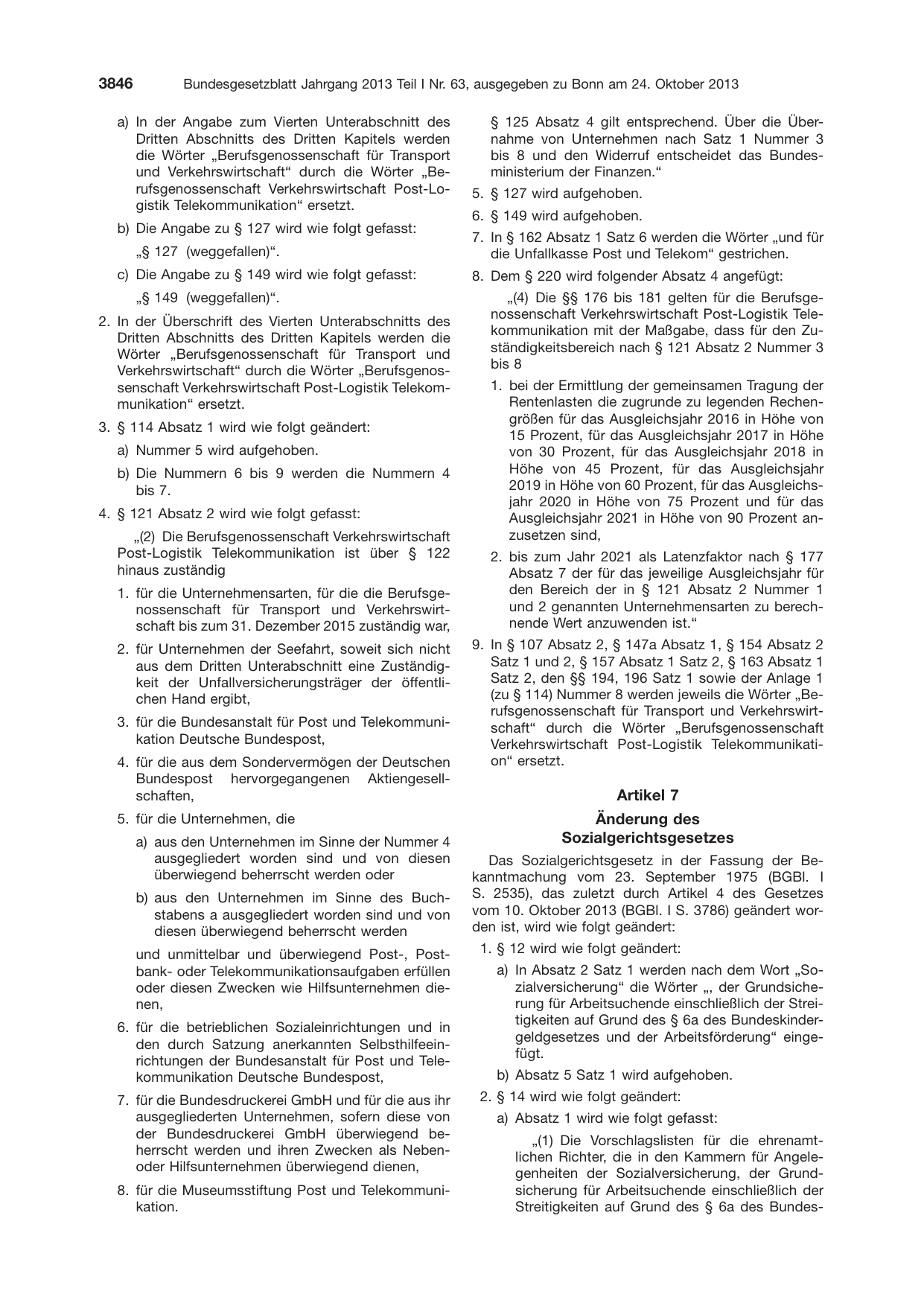 BGBl. 2013, Seite 3846 — Originalseite als Abbildung