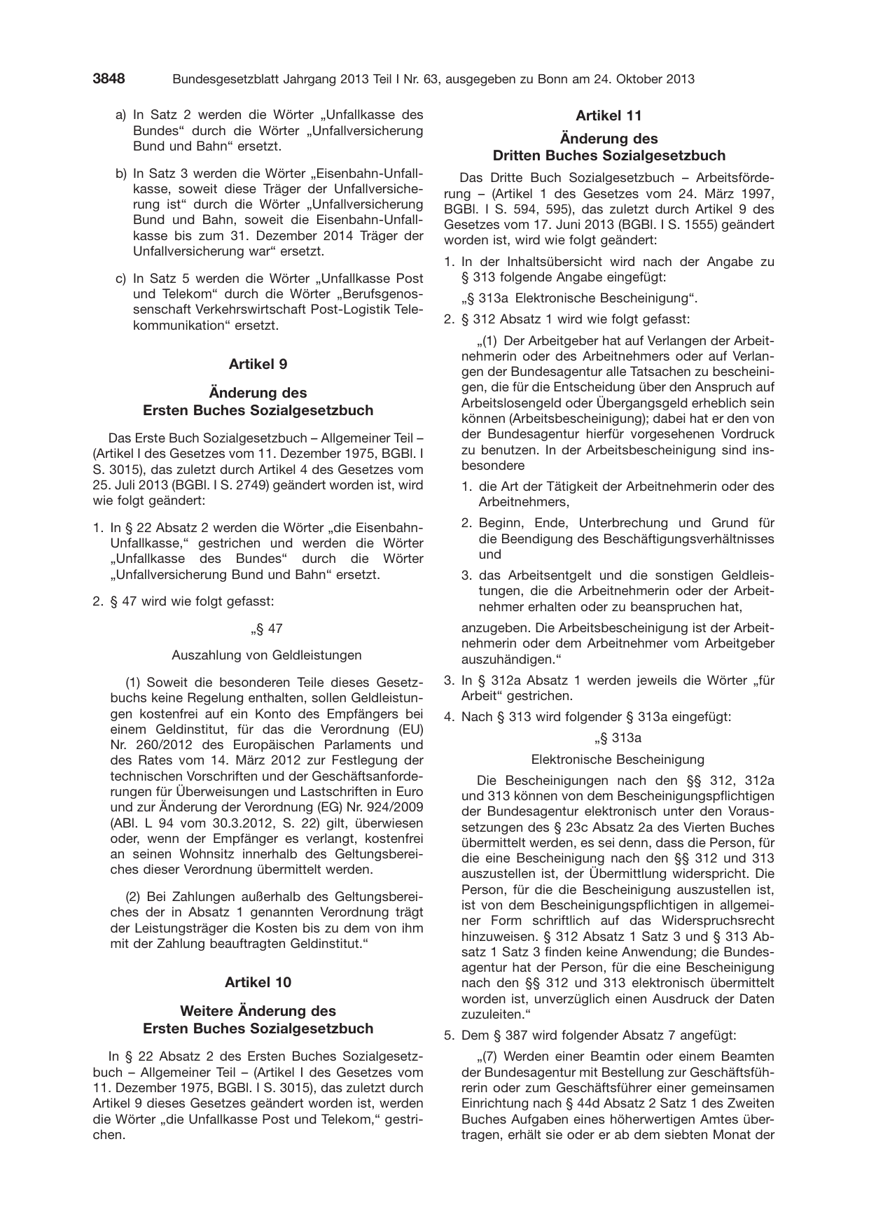 BGBl. 2013, Seite 3848 — Originalseite als Abbildung