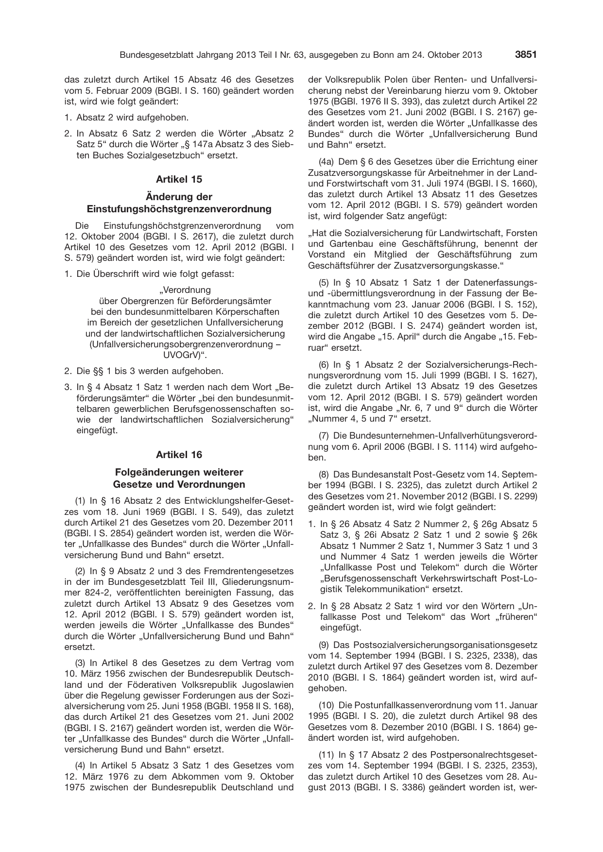 BGBl. 2013, Seite 3851 — Originalseite als Abbildung