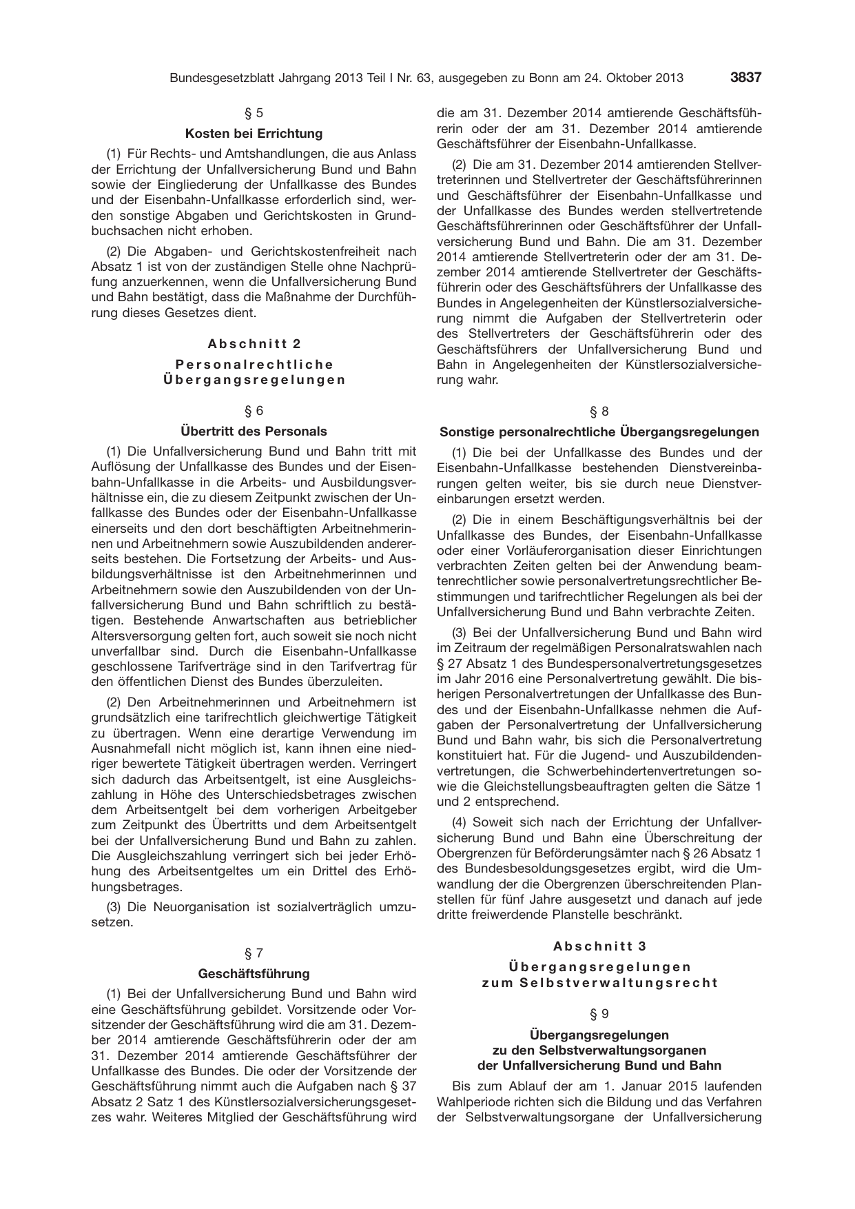 BGBl. 2013, Seite 3837 — Originalseite als Abbildung