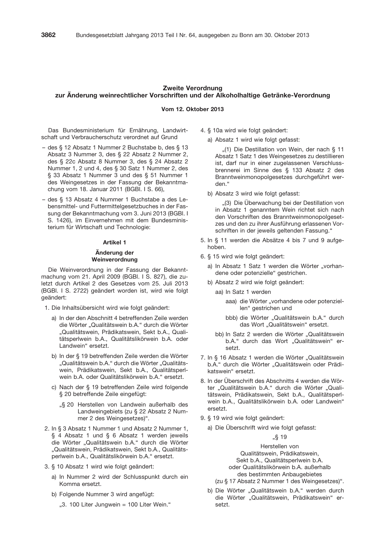 BGBl. 2013, Seite 3862 — Originalseite als Abbildung