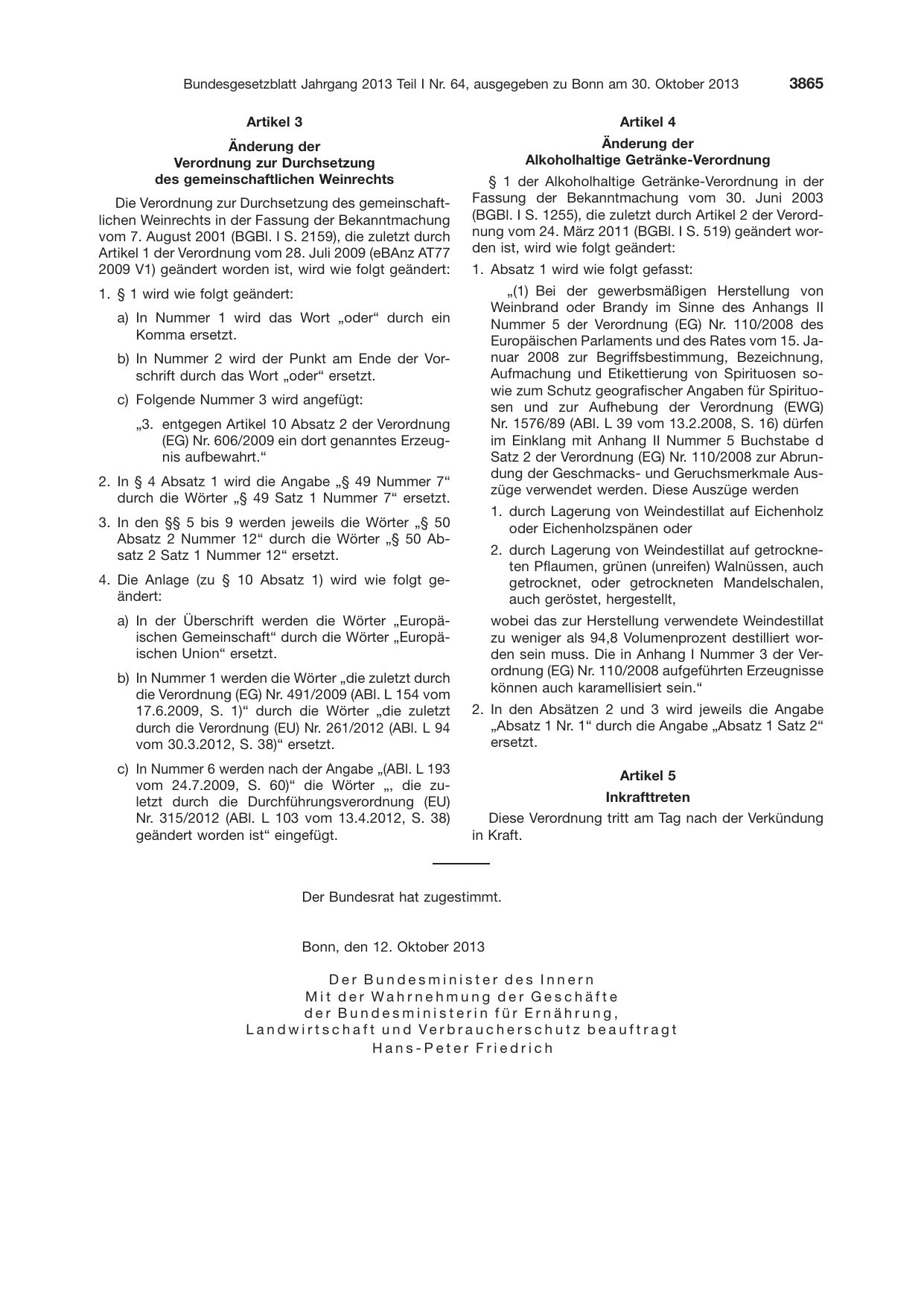 BGBl. 2013, Seite 3865 — Originalseite als Abbildung