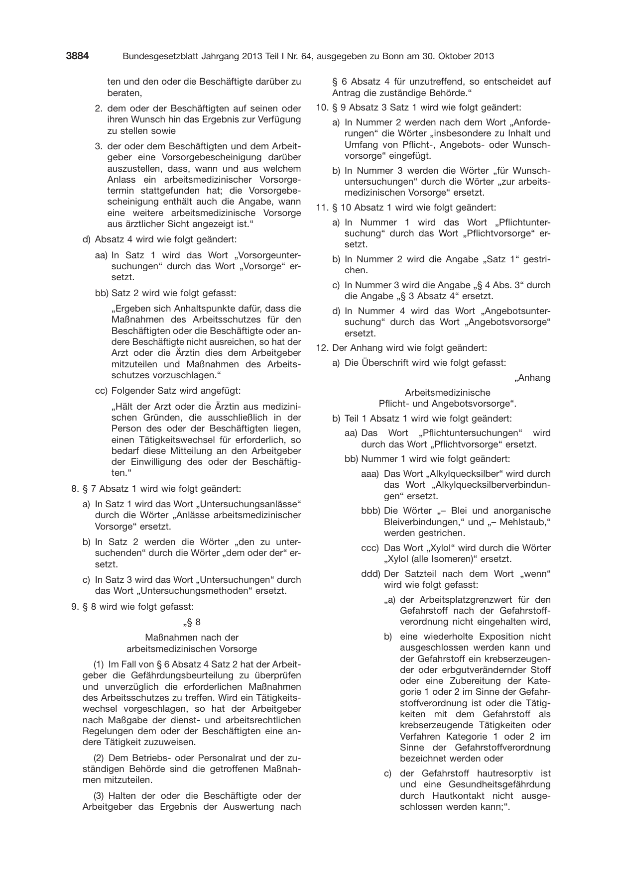 BGBl. 2013, Seite 3884 — Originalseite als Abbildung