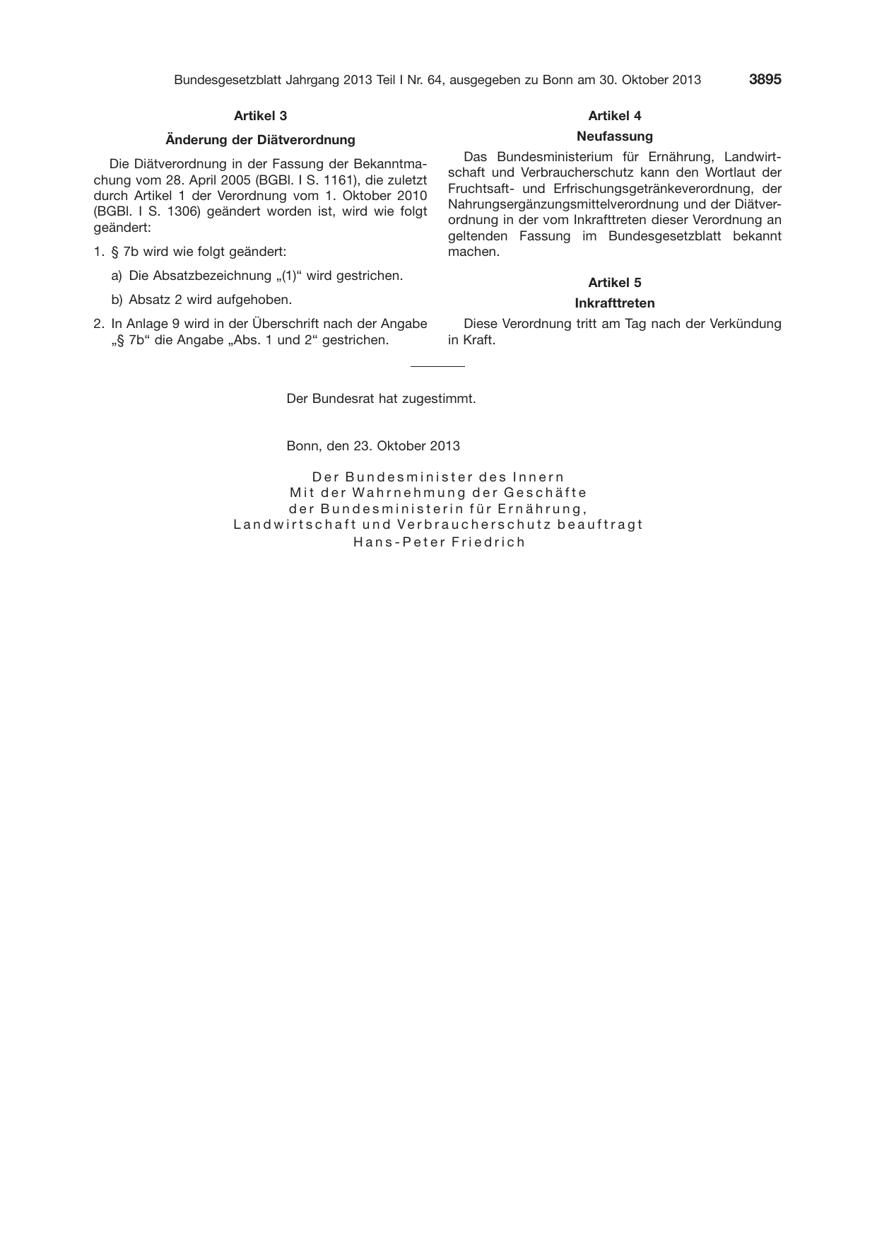 BGBl. 2013, Seite 3895 — Originalseite als Abbildung