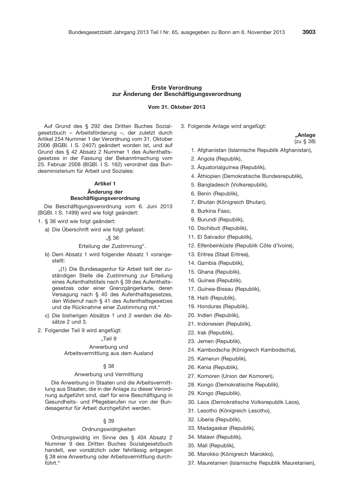 BGBl. 2013, Seite 3903 — Originalseite als Abbildung
