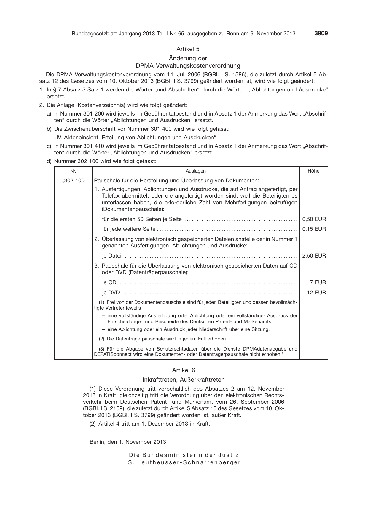 BGBl. 2013, Seite 3909 — Originalseite als Abbildung