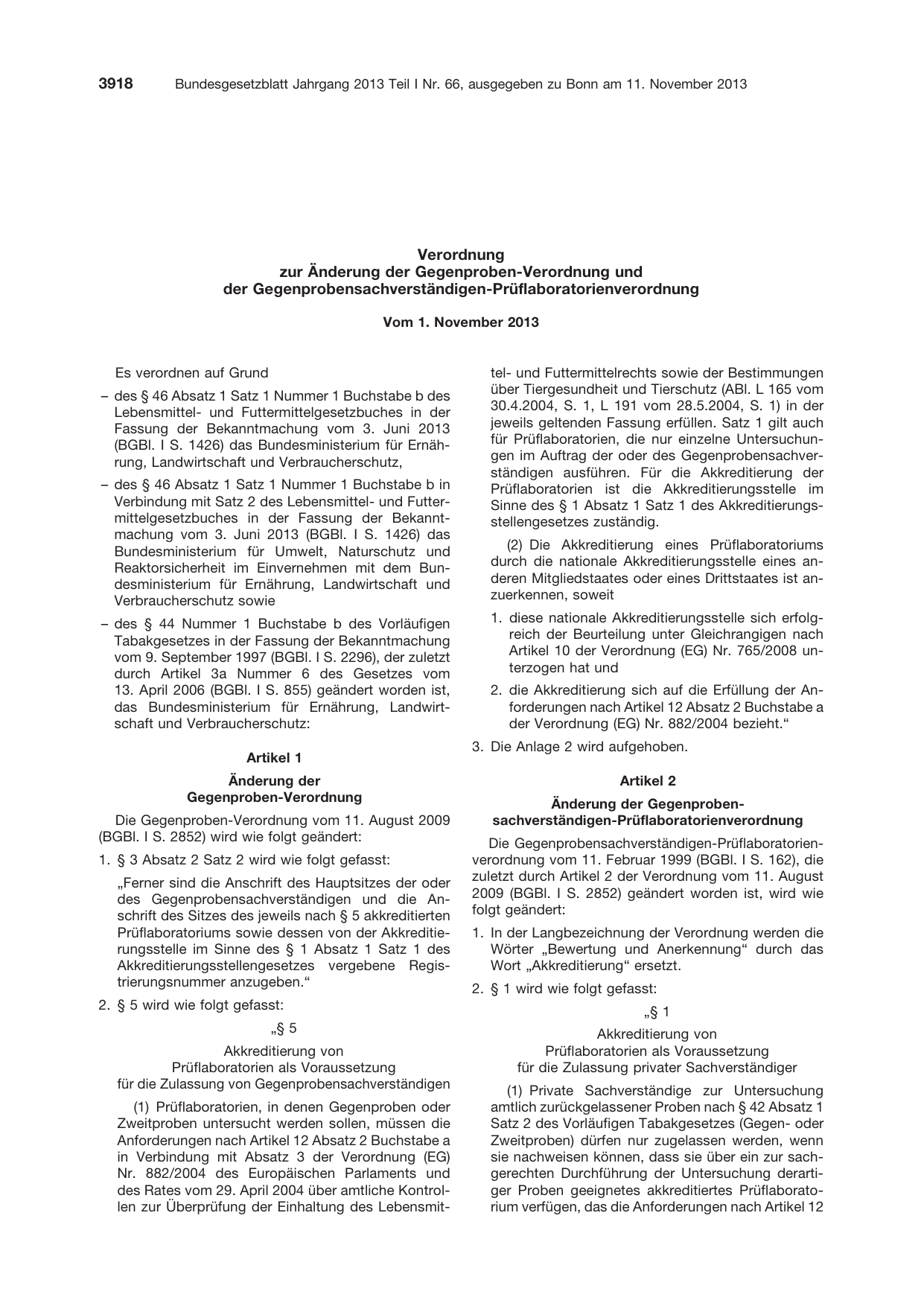 BGBl. 2013, Seite 3918 — Originalseite als Abbildung