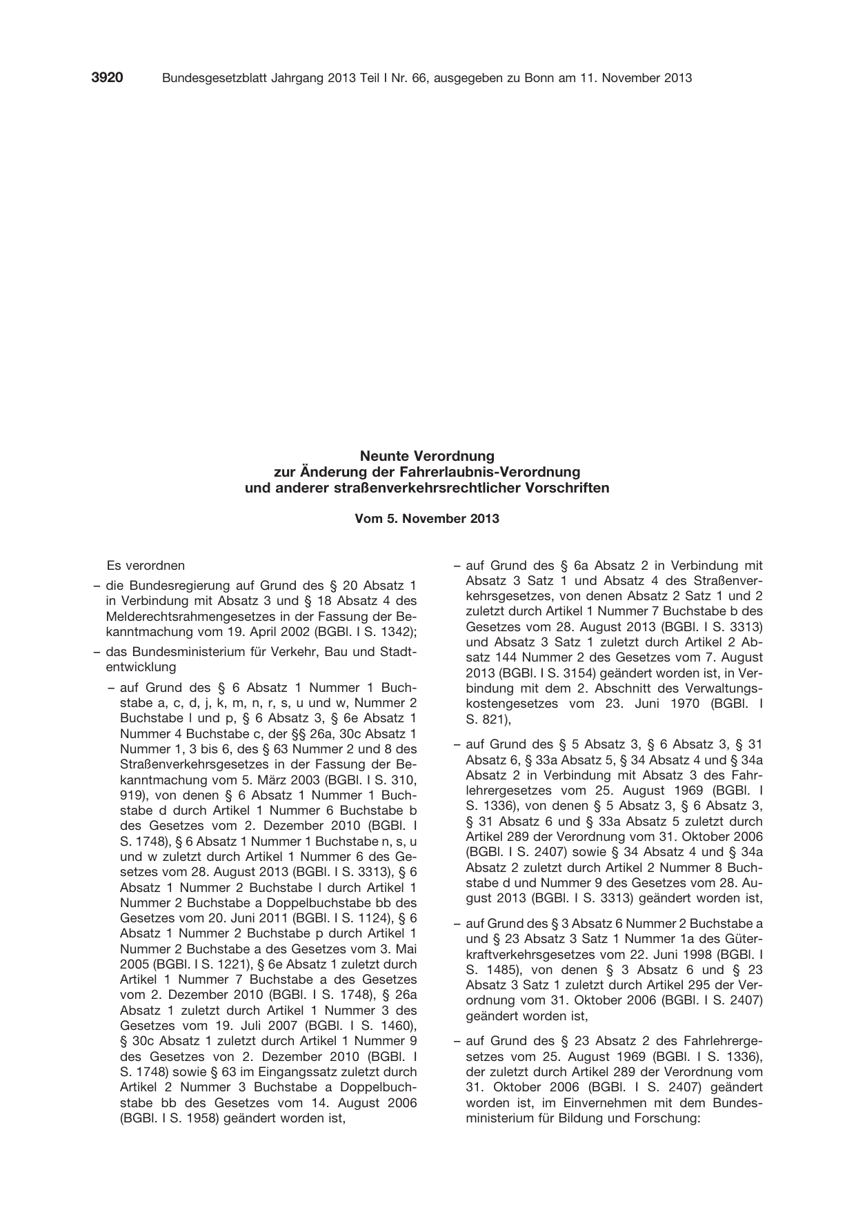 BGBl. 2013, Seite 3920 — Originalseite als Abbildung