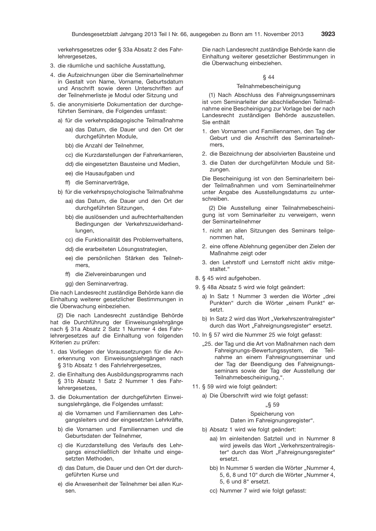BGBl. 2013, Seite 3923 — Originalseite als Abbildung