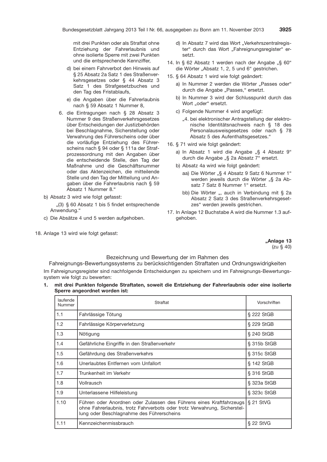 BGBl. 2013, Seite 3925 — Originalseite als Abbildung