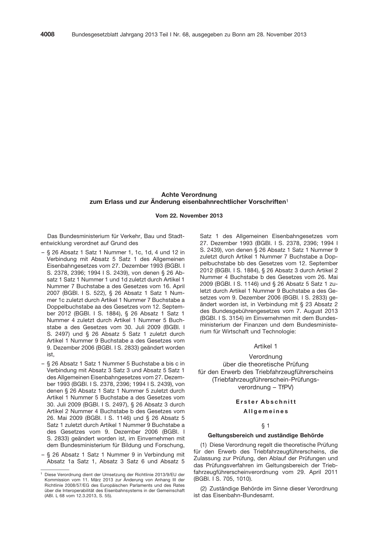 BGBl. 2013, Seite 4008 — Originalseite als Abbildung