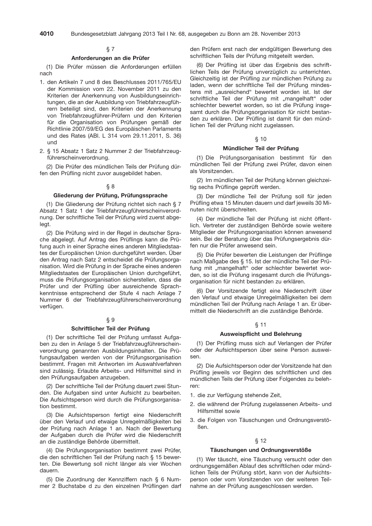 BGBl. 2013, Seite 4010 — Originalseite als Abbildung