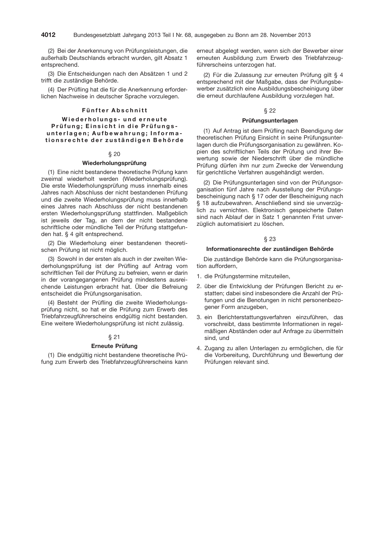 BGBl. 2013, Seite 4012 — Originalseite als Abbildung
