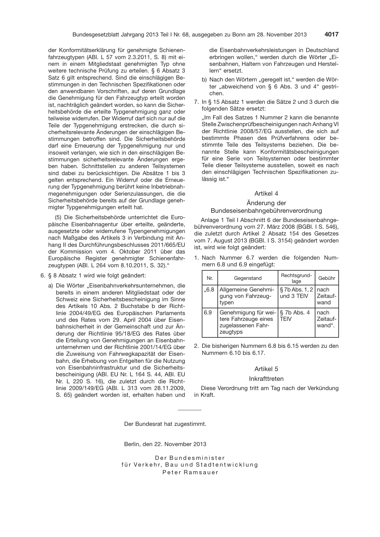 BGBl. 2013, Seite 4017 — Originalseite als Abbildung