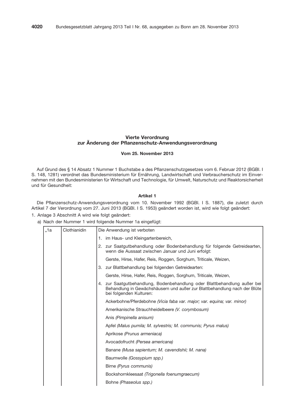 BGBl. 2013, Seite 4020 — Originalseite als Abbildung