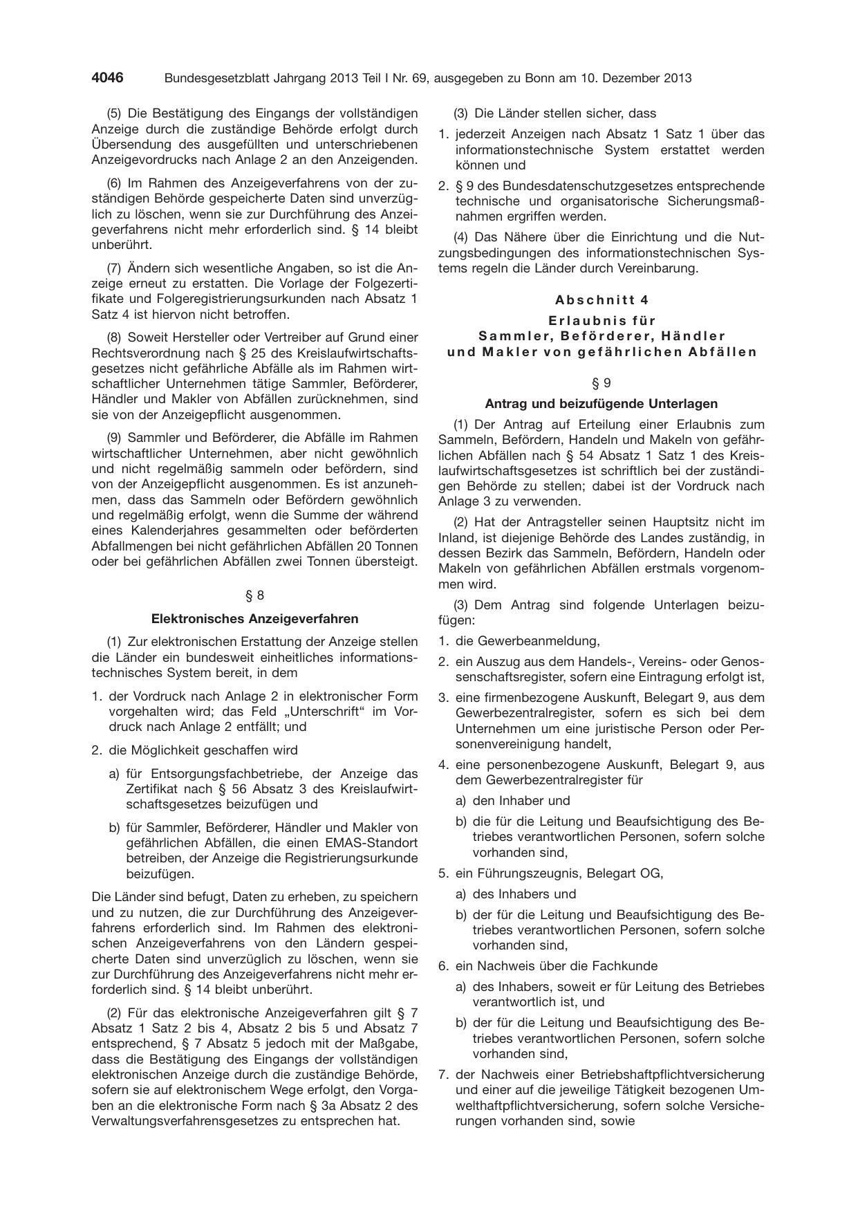 BGBl. 2013, Seite 4046 — Originalseite als Abbildung