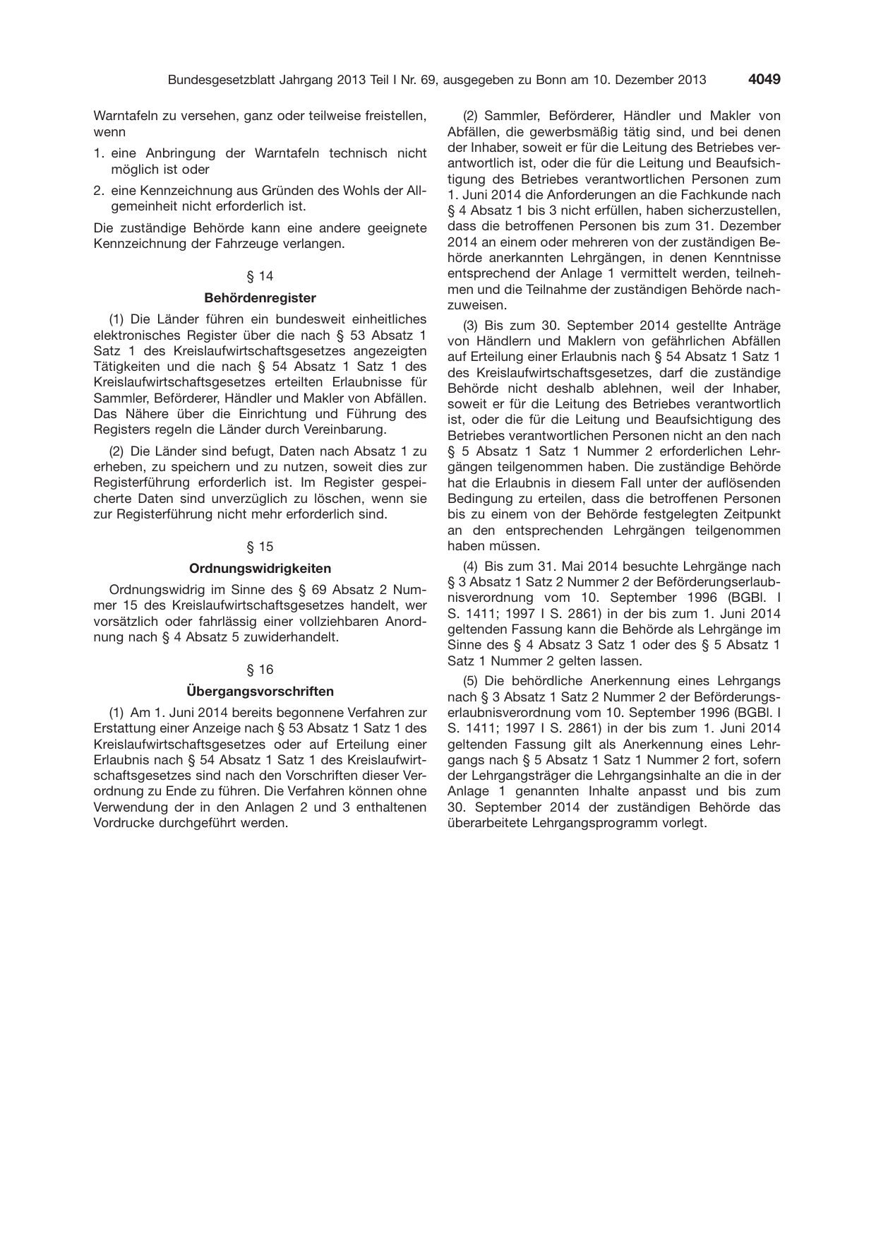 BGBl. 2013, Seite 4049 — Originalseite als Abbildung