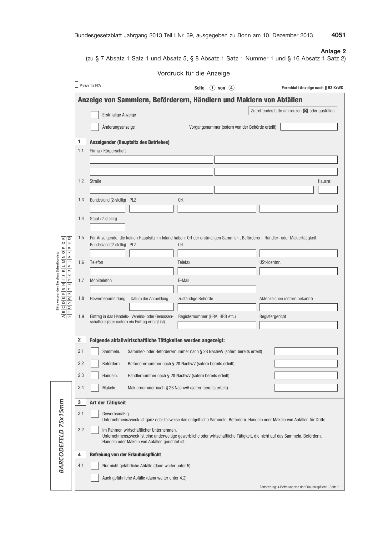BGBl. 2013, Seite 4051 — Originalseite als Abbildung