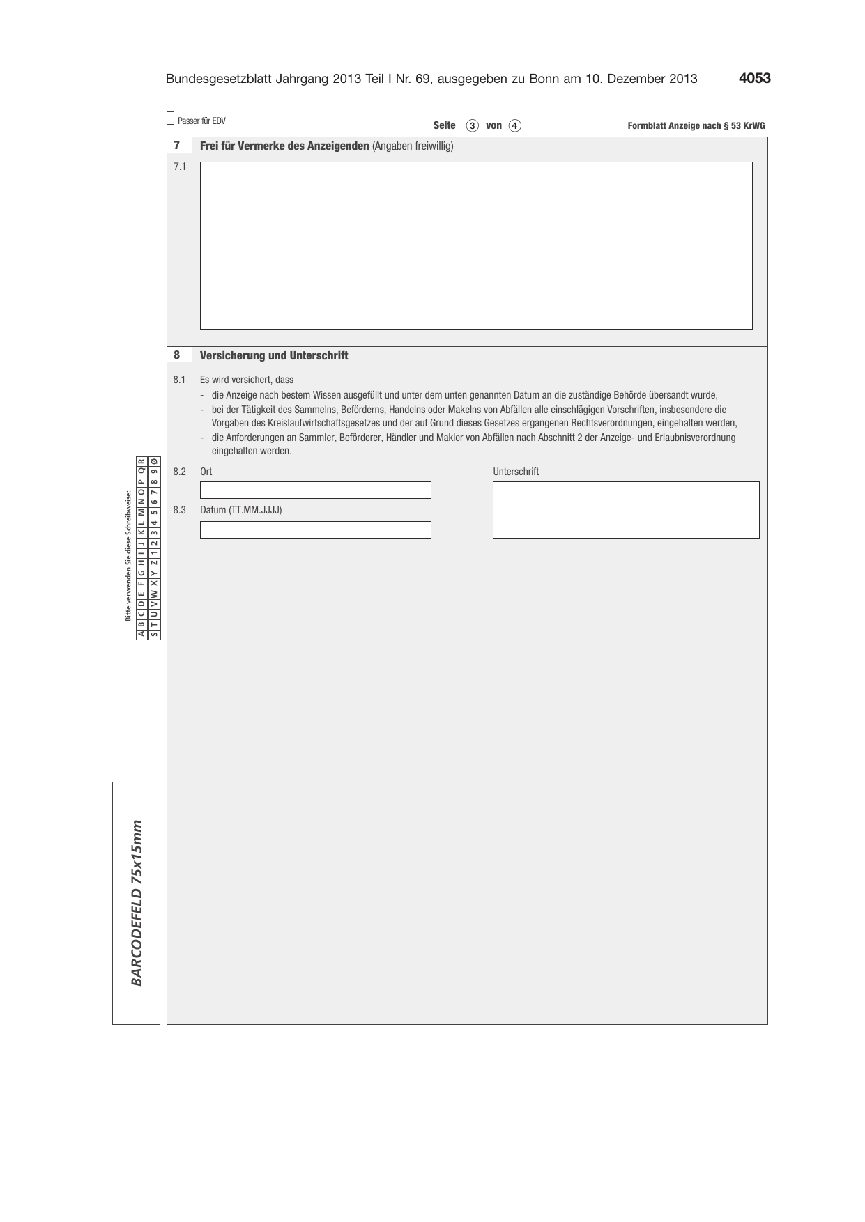 BGBl. 2013, Seite 4053 — Originalseite als Abbildung