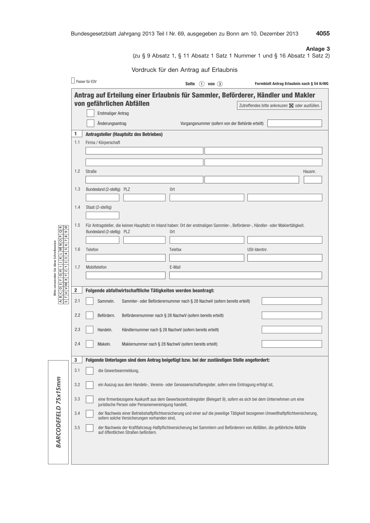 BGBl. 2013, Seite 4055 — Originalseite als Abbildung