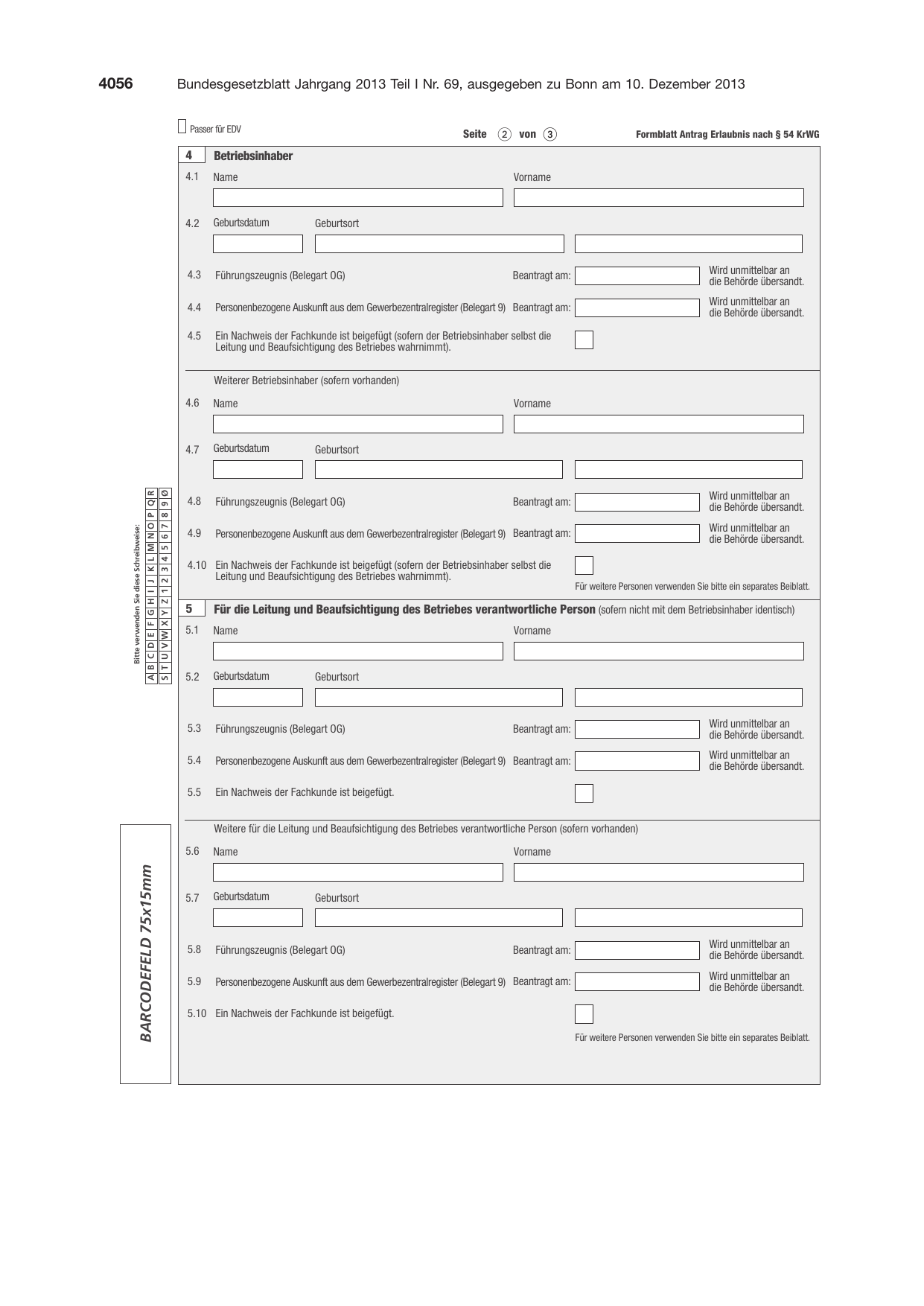 BGBl. 2013, Seite 4056 — Originalseite als Abbildung