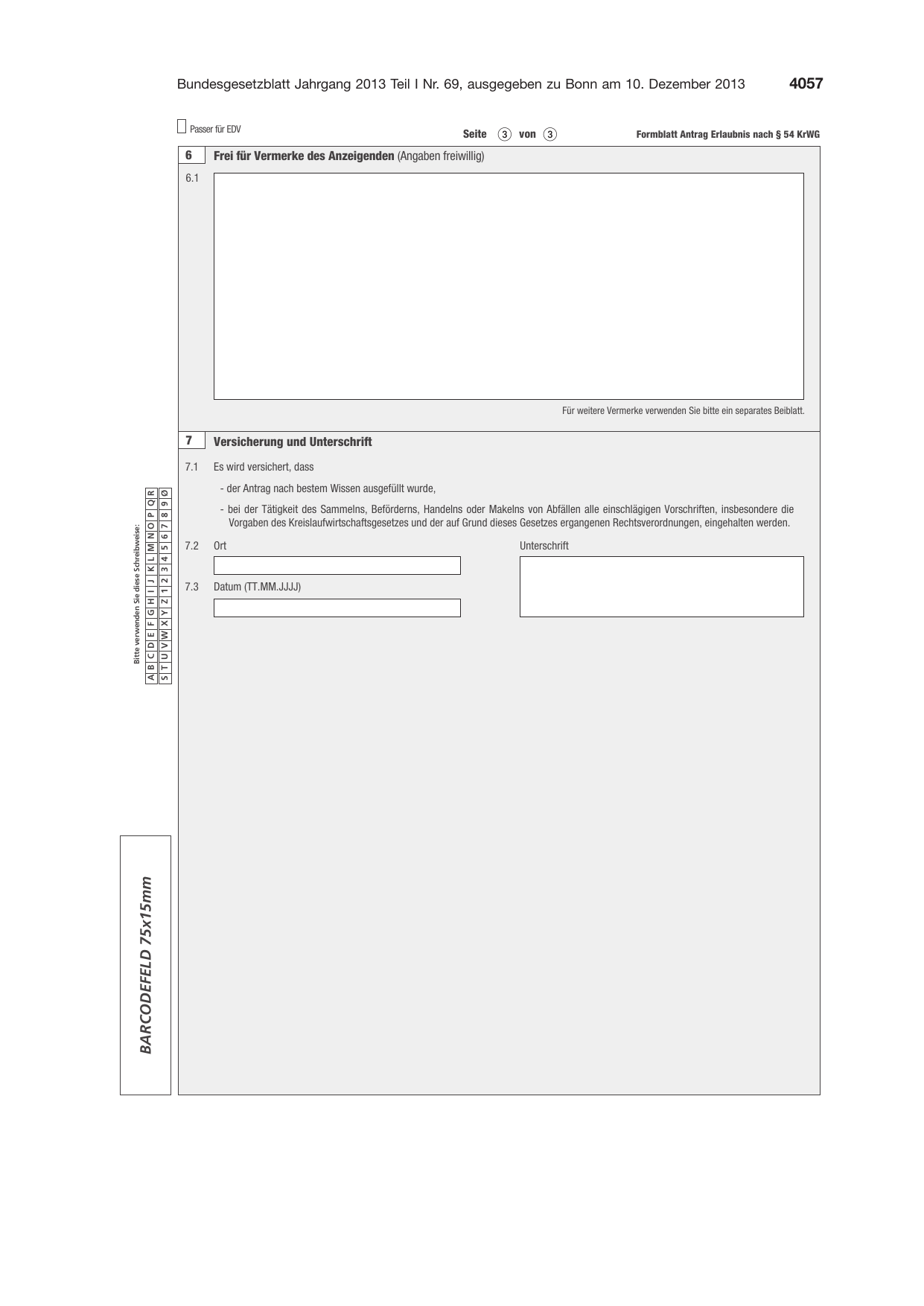 BGBl. 2013, Seite 4057 — Originalseite als Abbildung