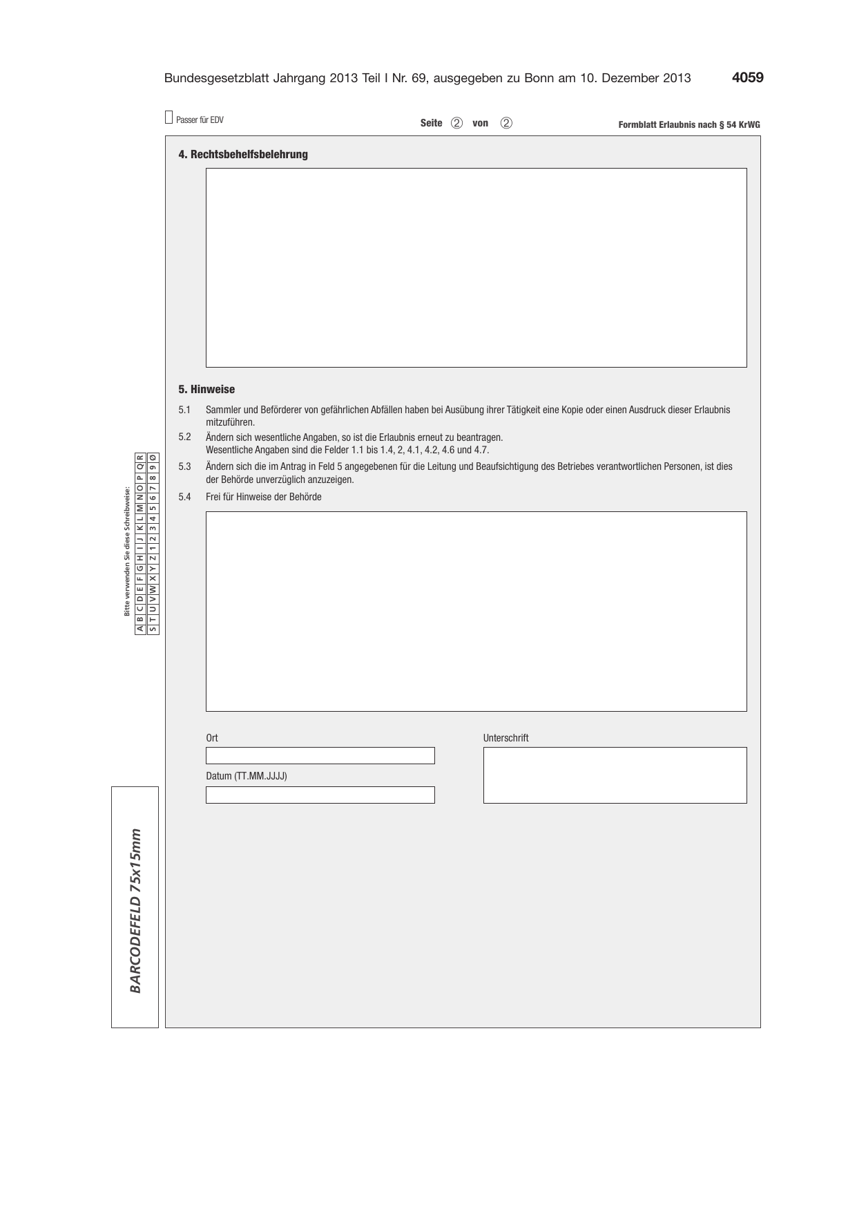 BGBl. 2013, Seite 4059 — Originalseite als Abbildung