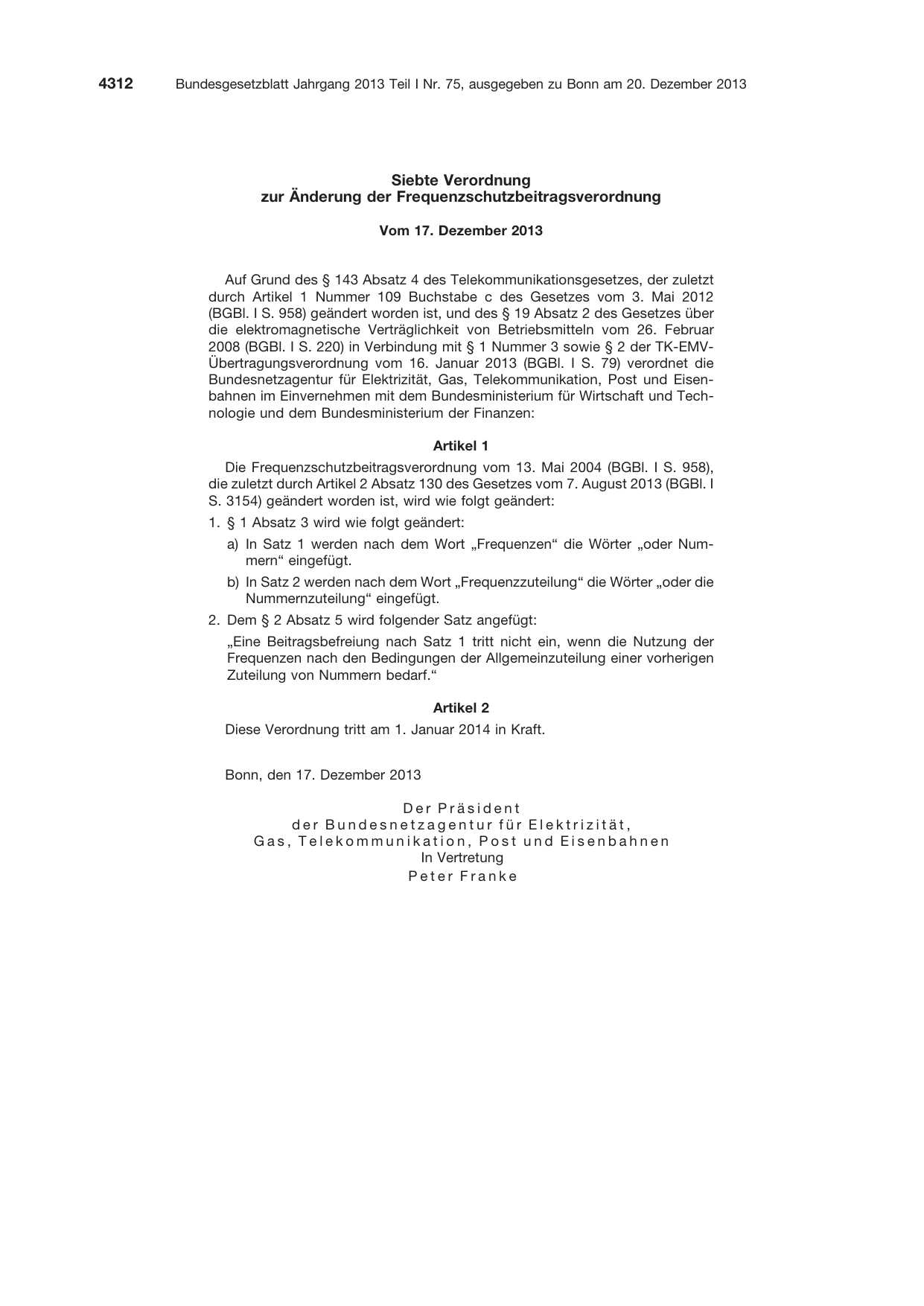 BGBl. 2013, Seite 4312 — Originalseite als Abbildung