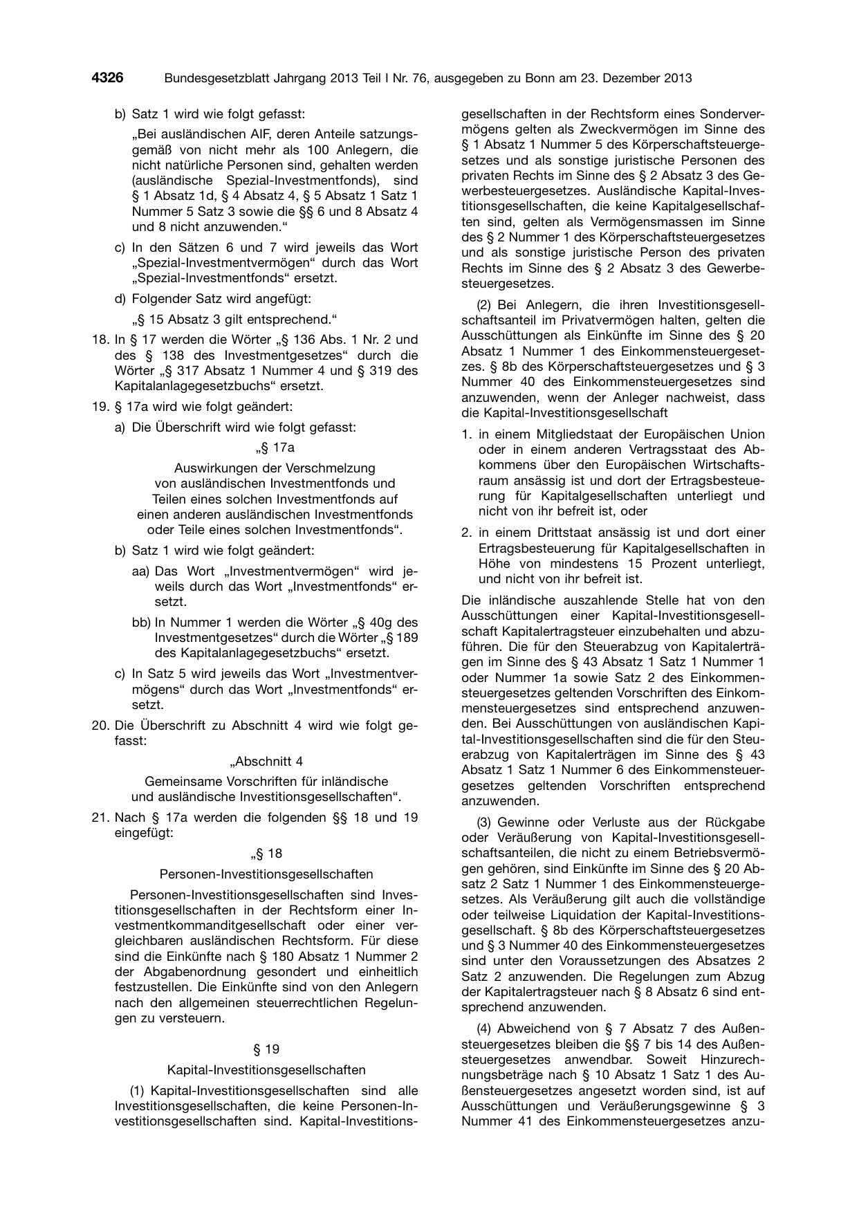 BGBl. 2013, Seite 4326 — Originalseite als Abbildung