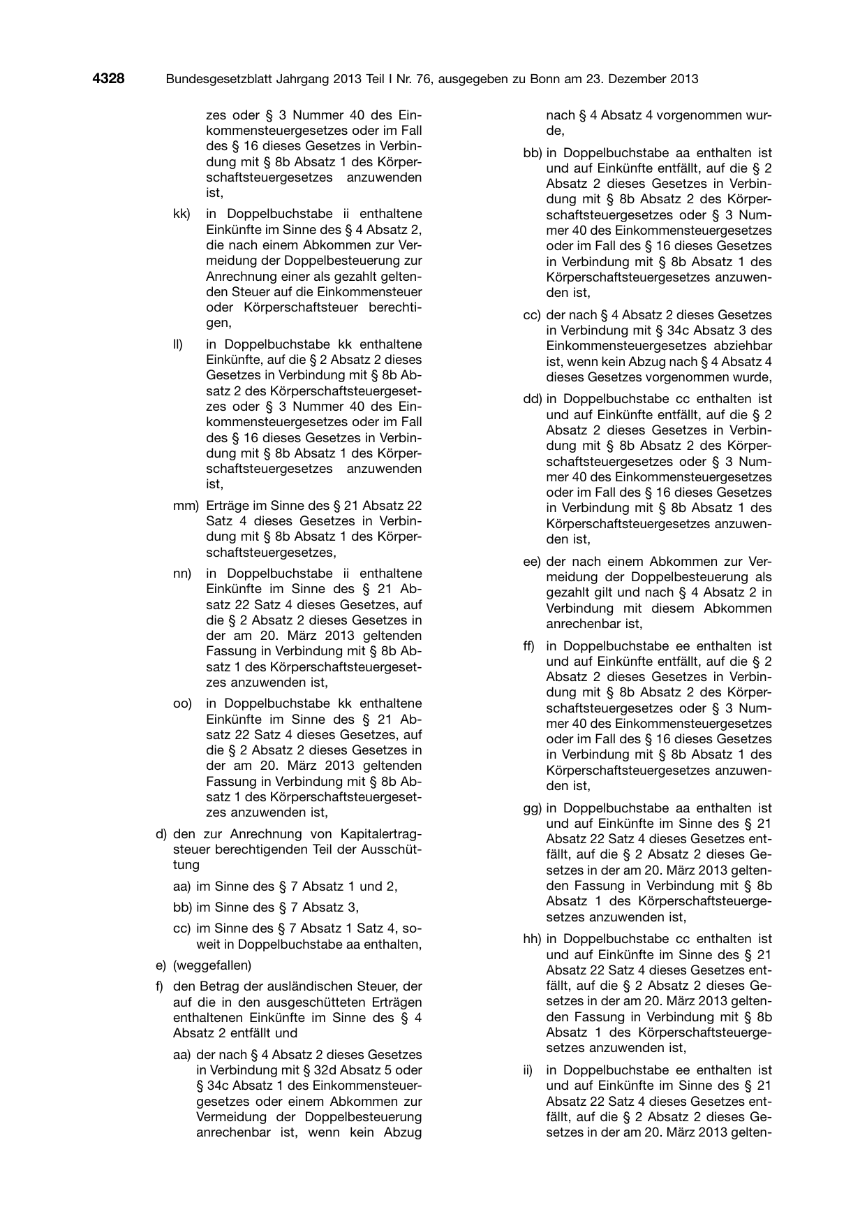 BGBl. 2013, Seite 4328 — Originalseite als Abbildung