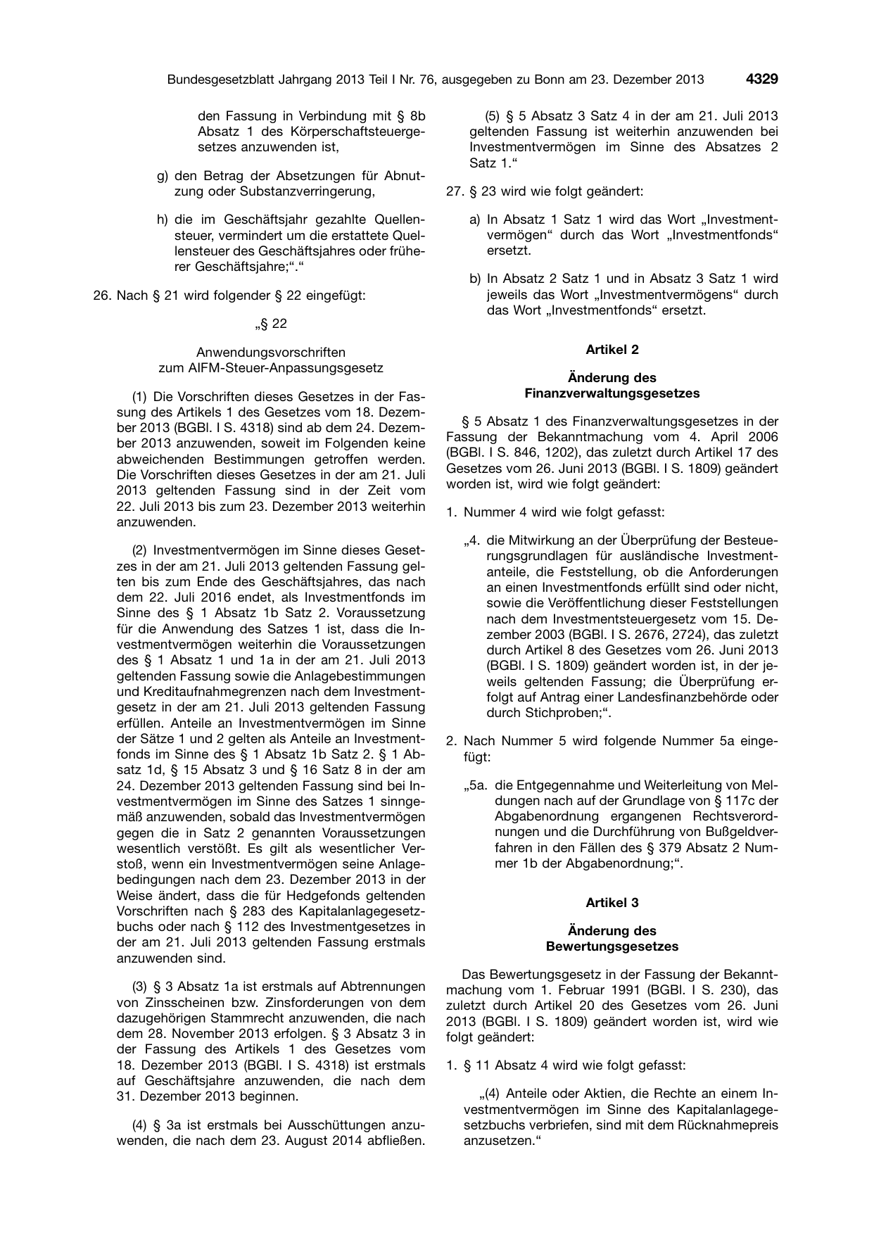 BGBl. 2013, Seite 4329 — Originalseite als Abbildung