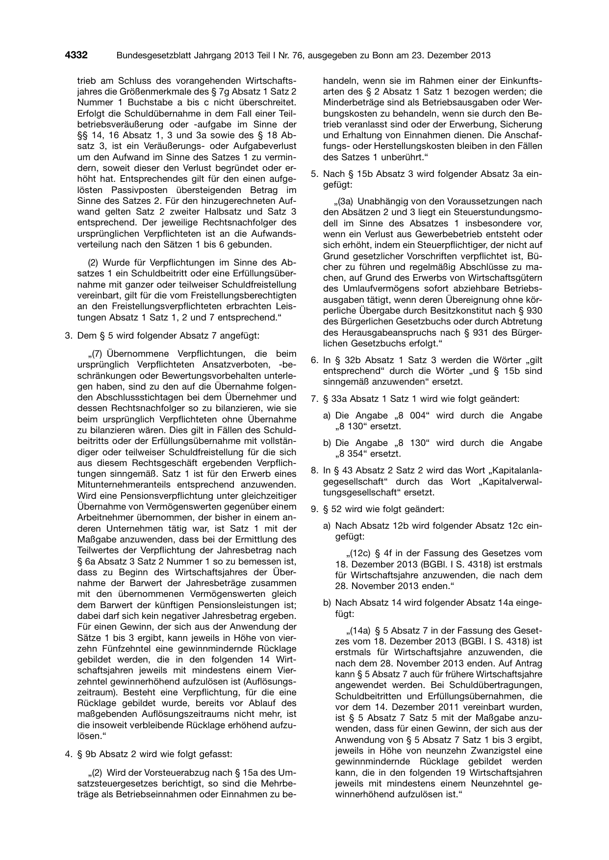 BGBl. 2013, Seite 4332 — Originalseite als Abbildung