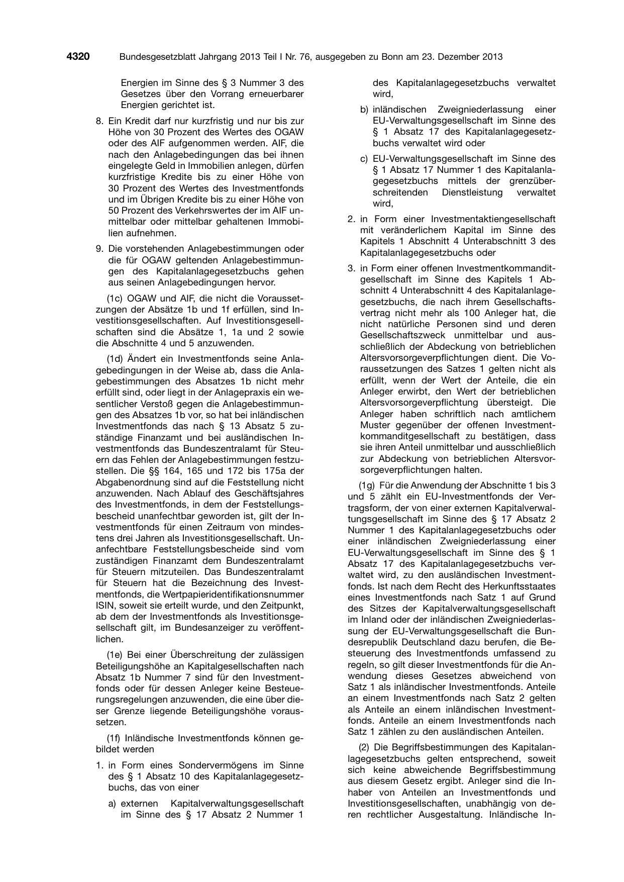 BGBl. 2013, Seite 4320 — Originalseite als Abbildung