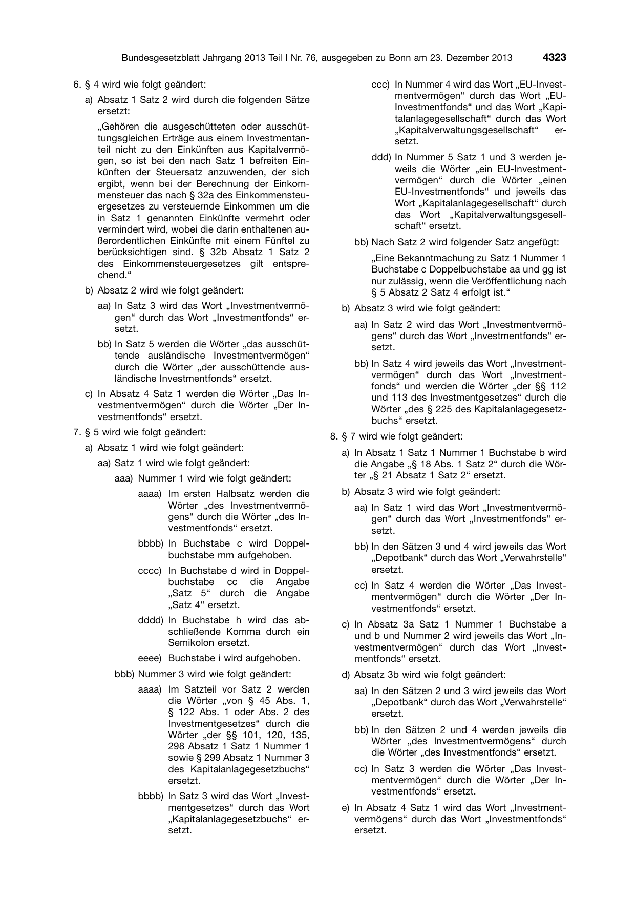 BGBl. 2013, Seite 4323 — Originalseite als Abbildung