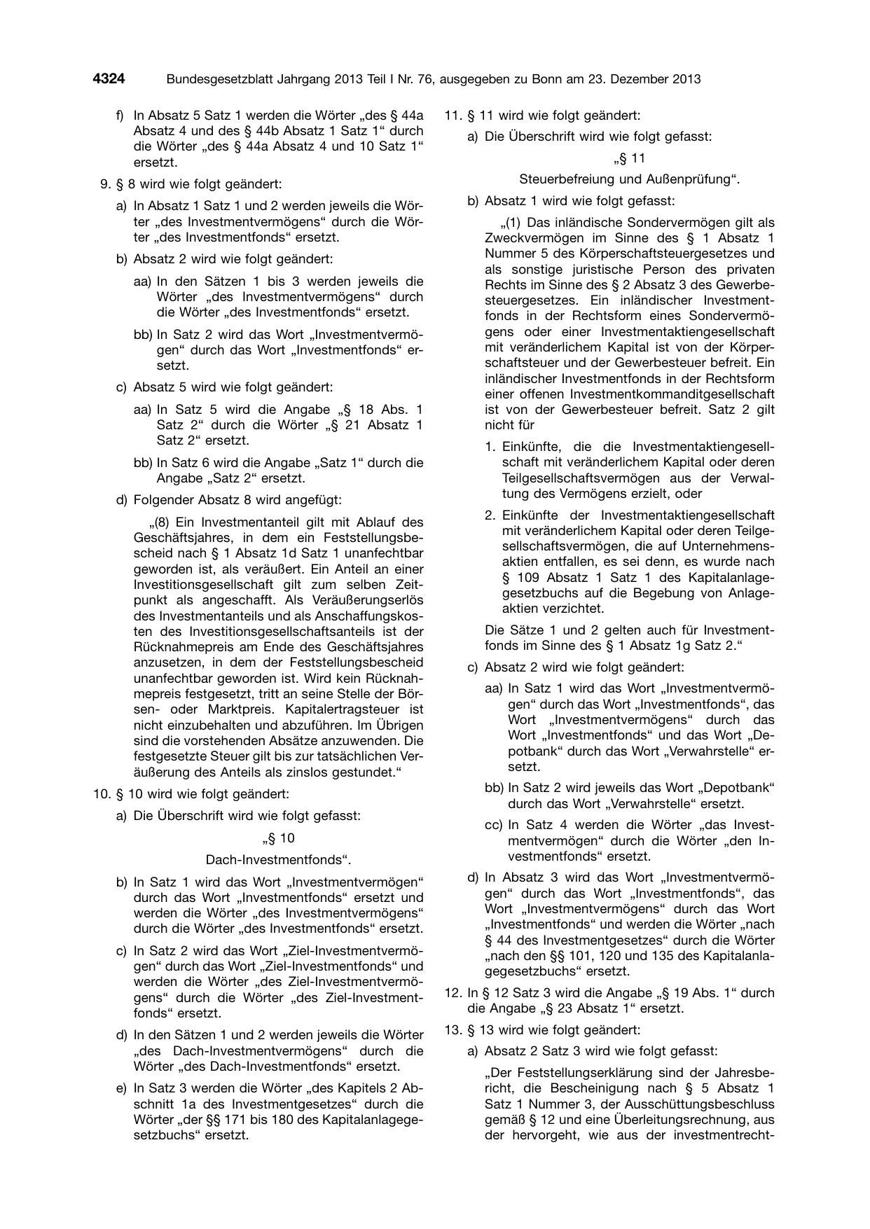 BGBl. 2013, Seite 4324 — Originalseite als Abbildung