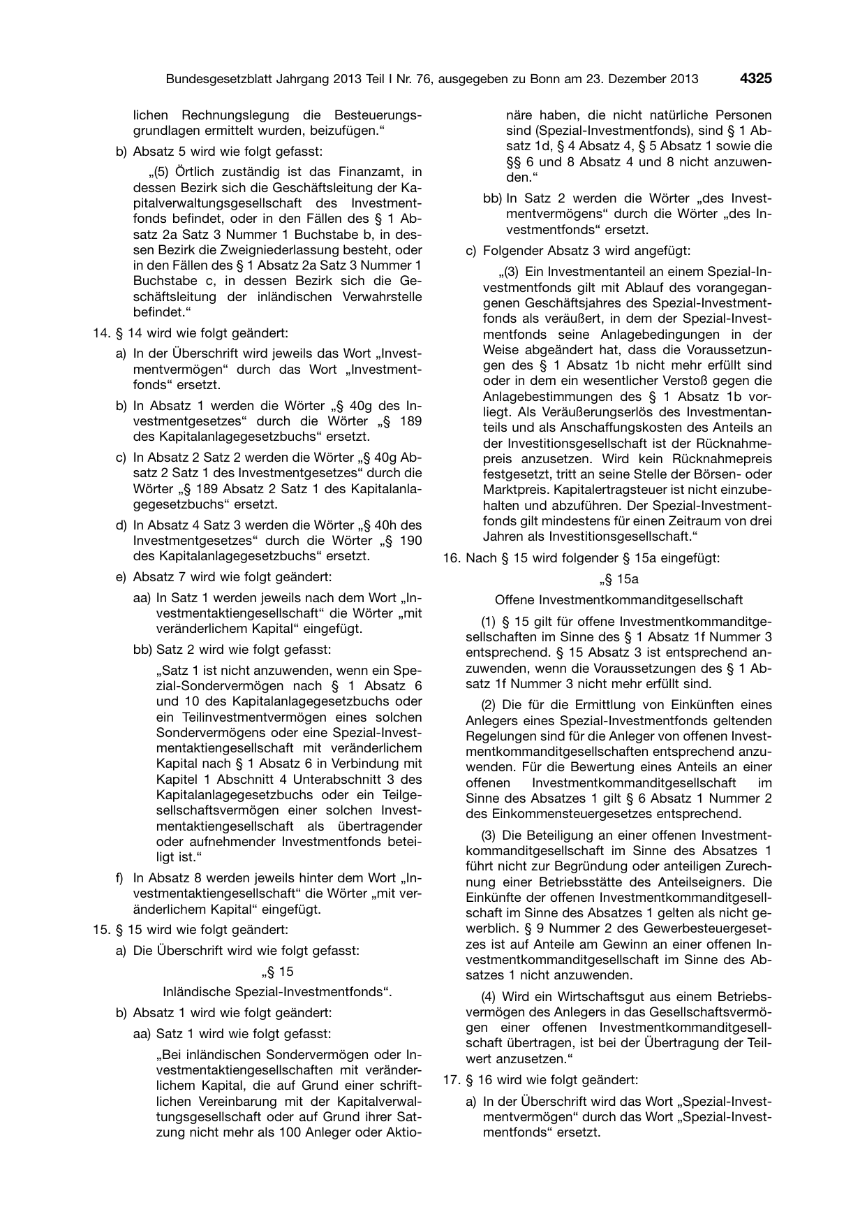 BGBl. 2013, Seite 4325 — Originalseite als Abbildung