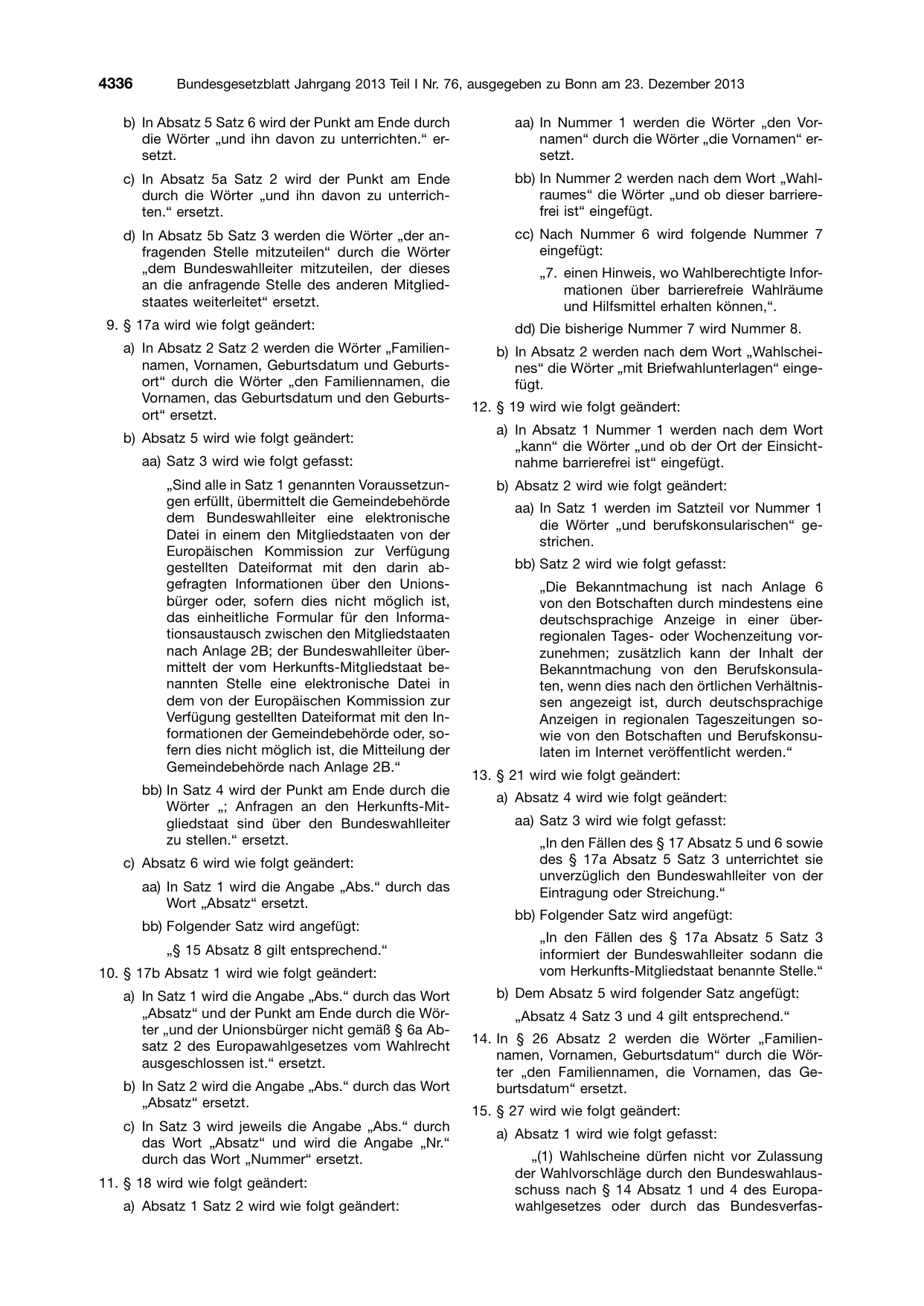 BGBl. 2013, Seite 4336 — Originalseite als Abbildung