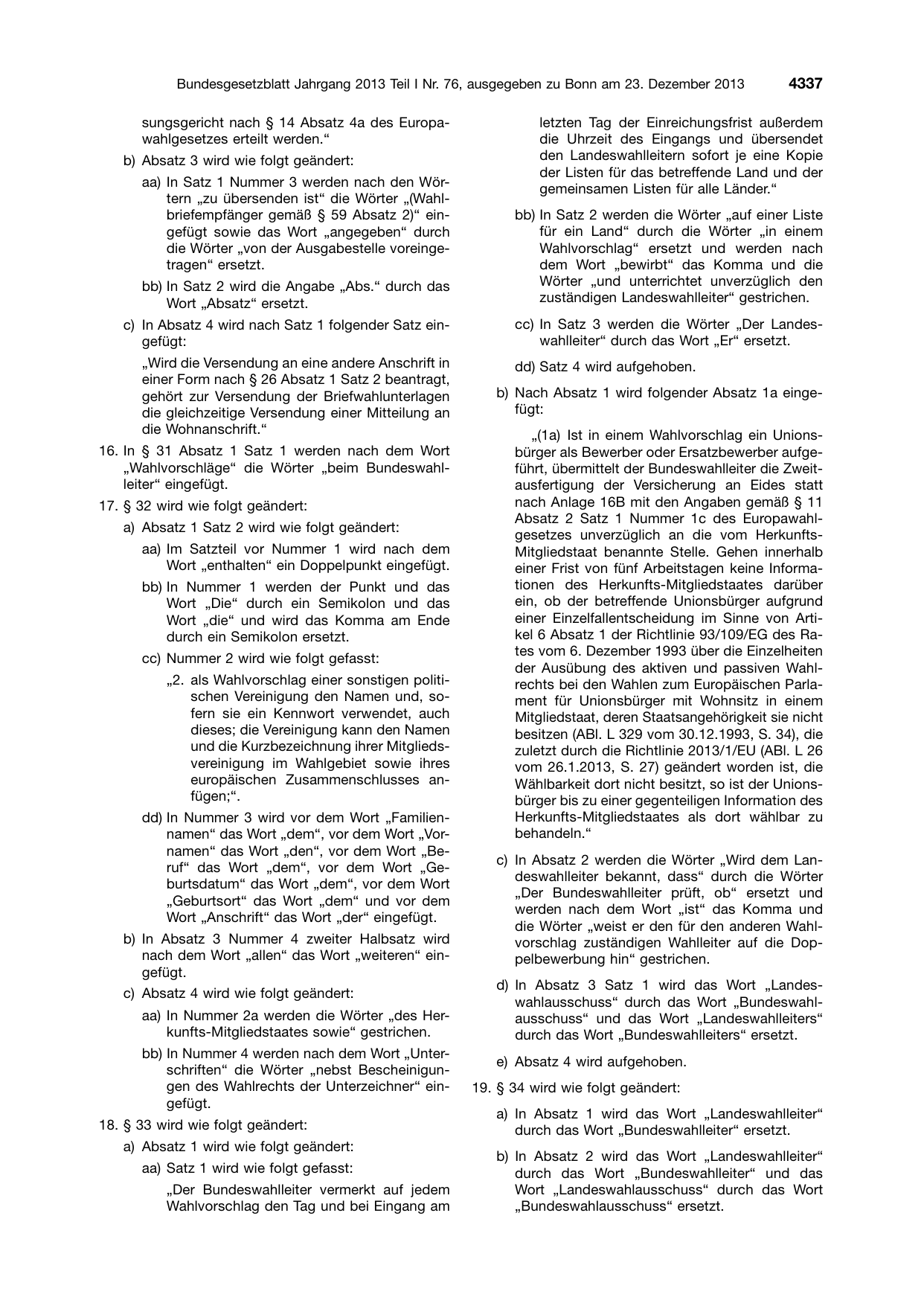 BGBl. 2013, Seite 4337 — Originalseite als Abbildung