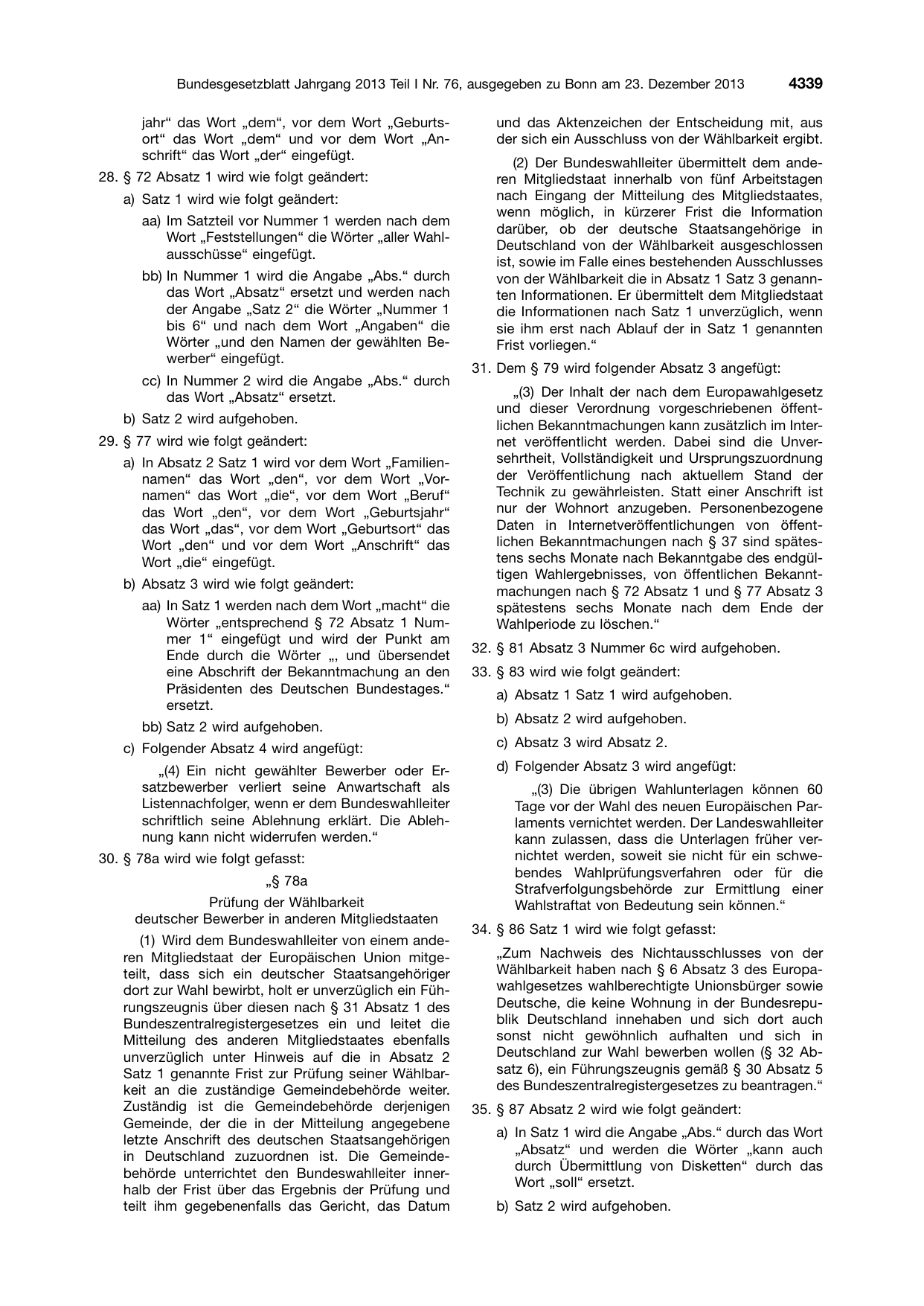 BGBl. 2013, Seite 4339 — Originalseite als Abbildung