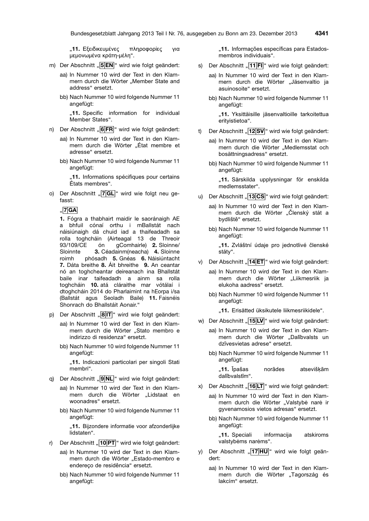 BGBl. 2013, Seite 4341 — Originalseite als Abbildung