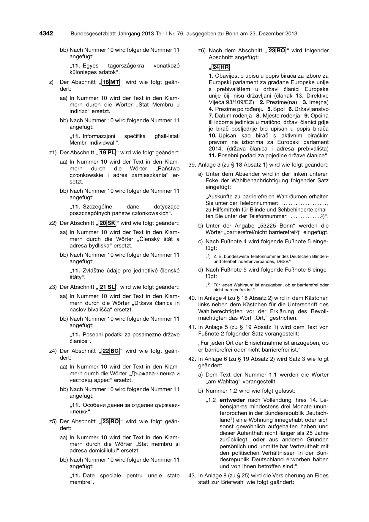 BGBl. 2013, Seite 4342 — Originalseite als Abbildung