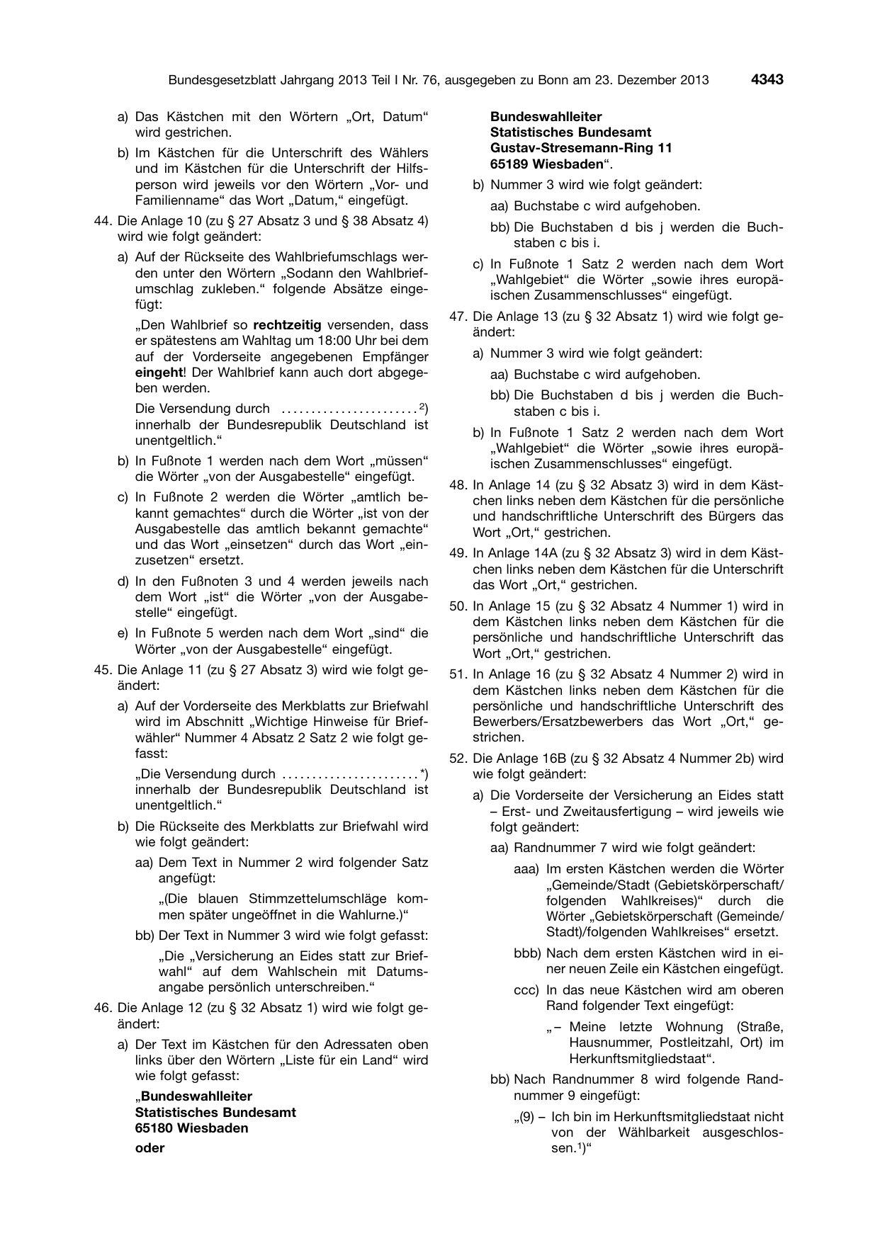 BGBl. 2013, Seite 4343 — Originalseite als Abbildung