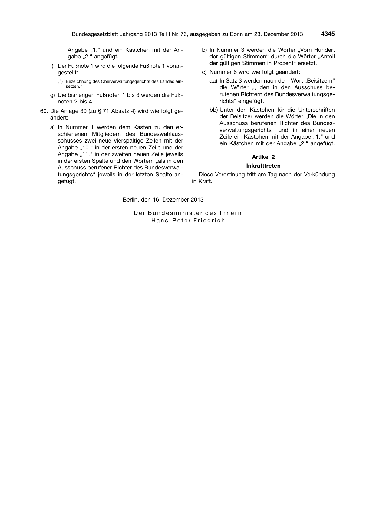 BGBl. 2013, Seite 4345 — Originalseite als Abbildung