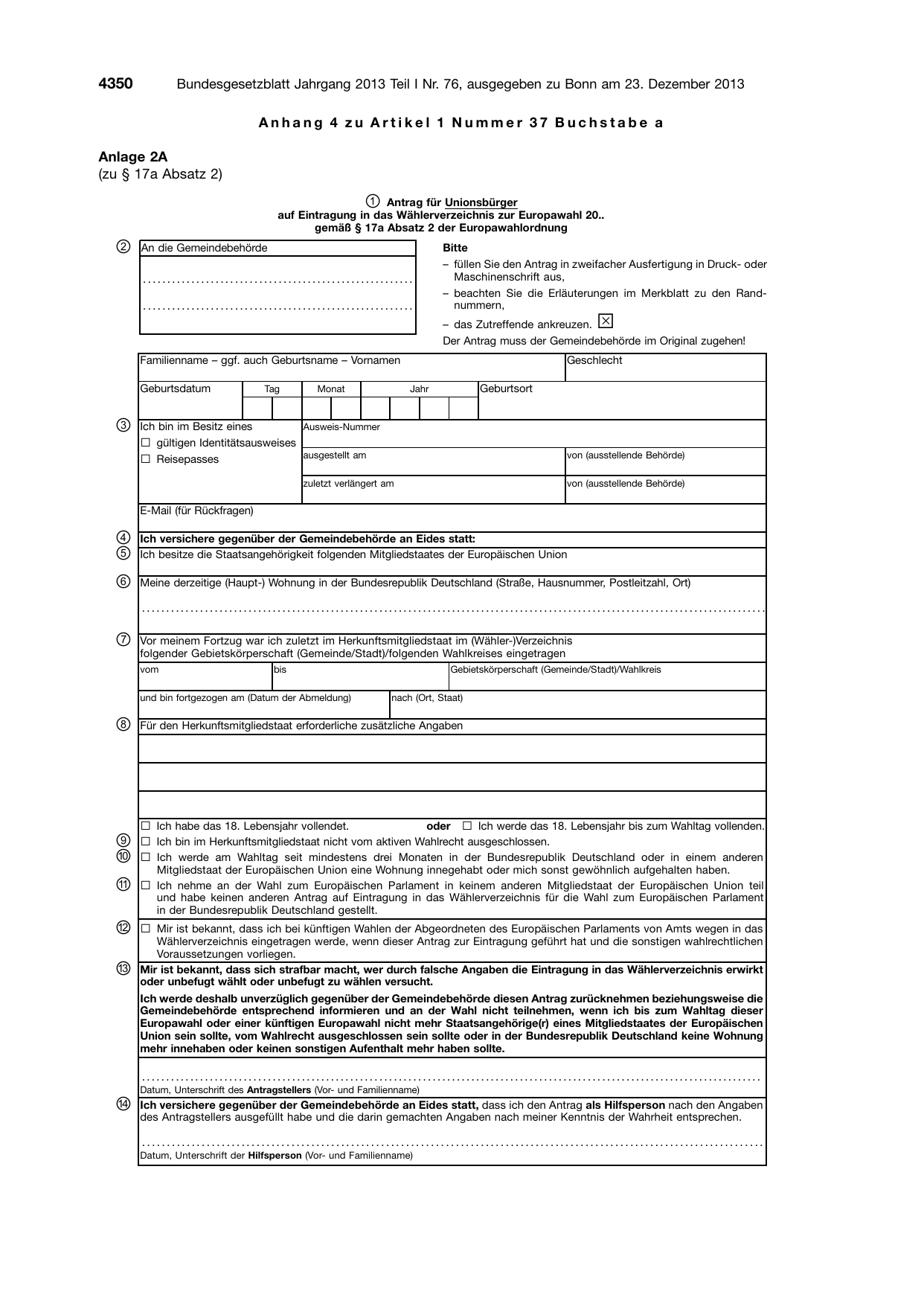 BGBl. 2013, Seite 4350 — Originalseite als Abbildung