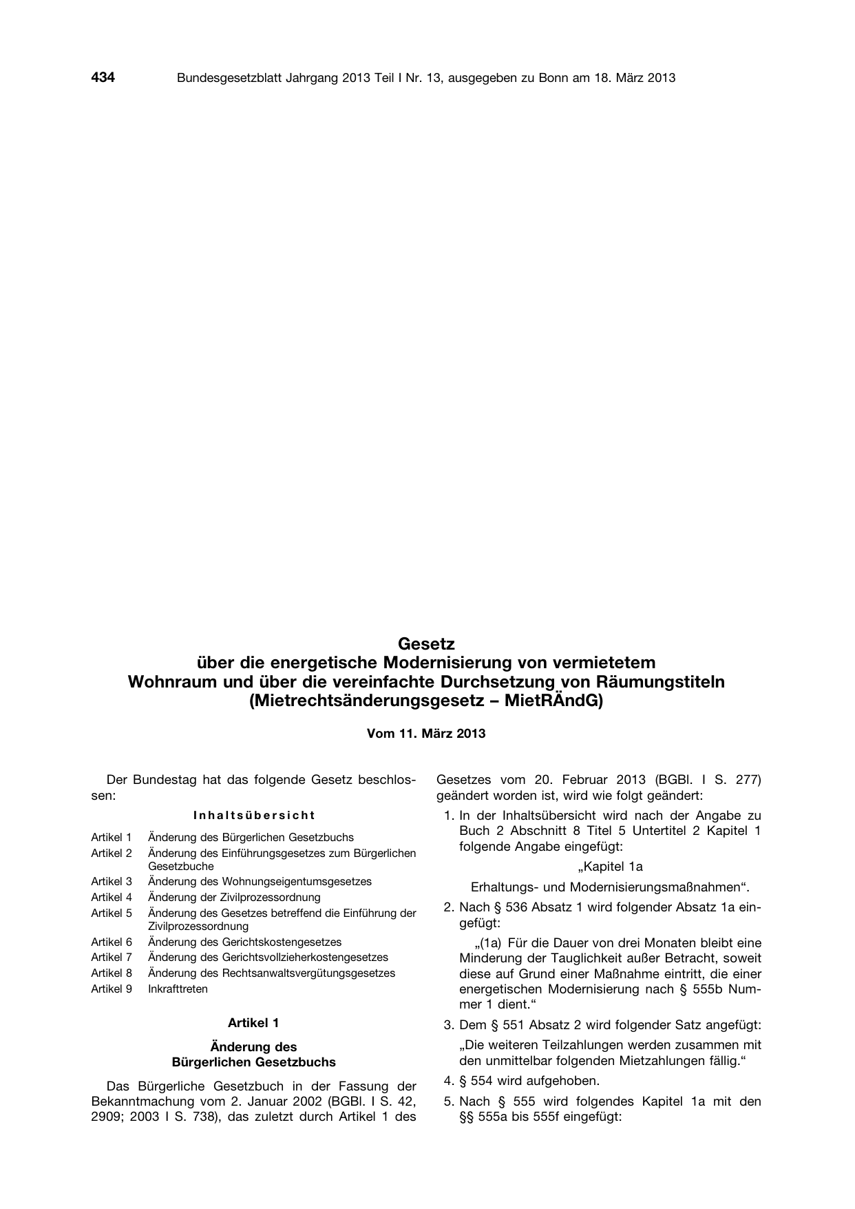 BGBl. 2013, Seite 434 — Originalseite als Abbildung
