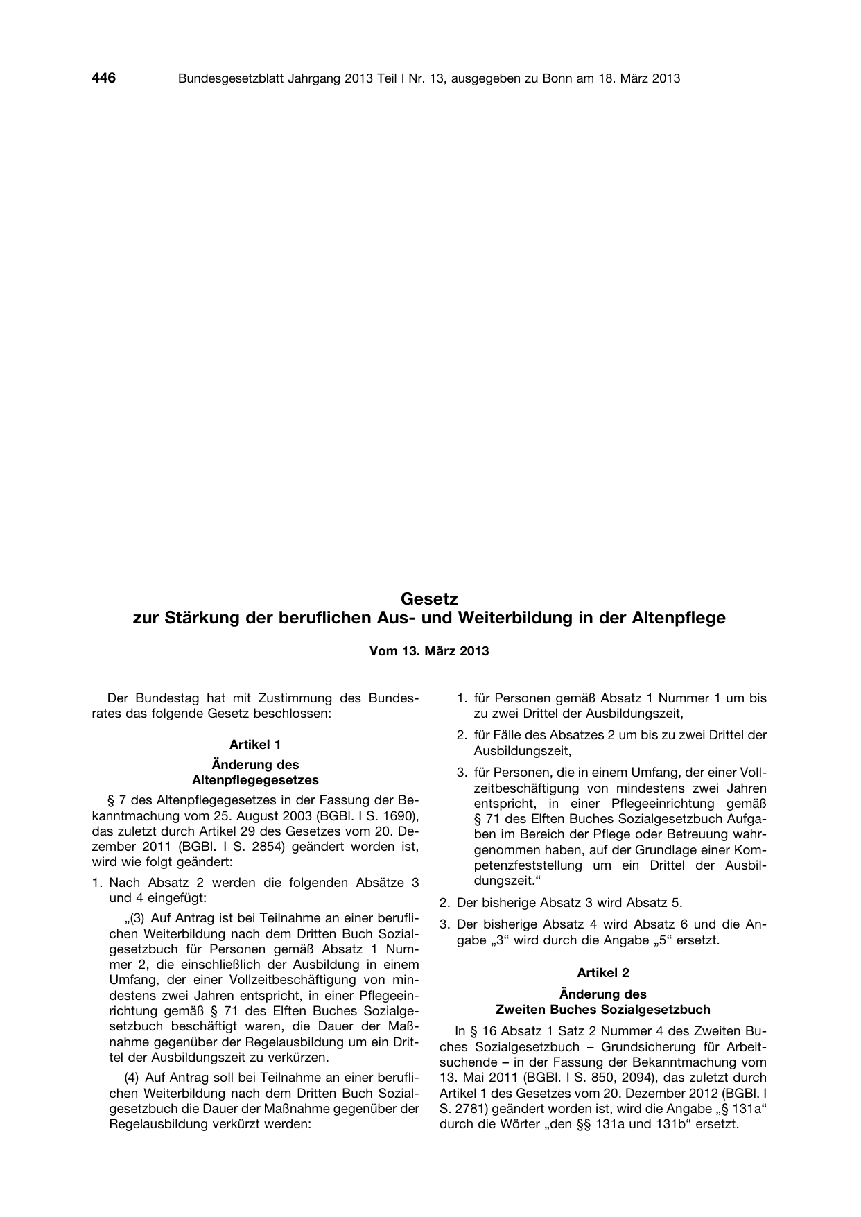 BGBl. 2013, Seite 446 — Originalseite als Abbildung